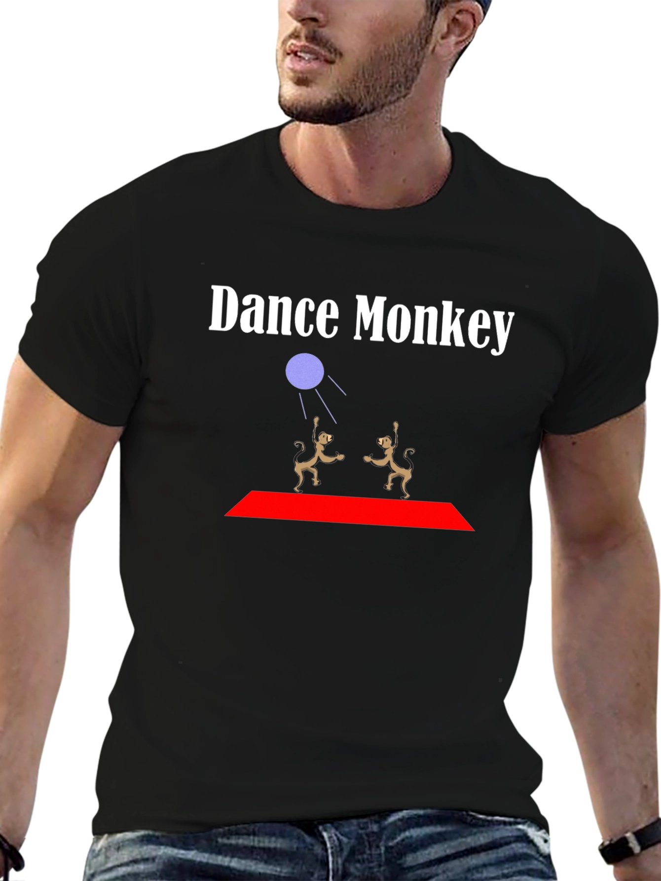 Dance Monkey Graphic Tee - Black Cotton T-Shirt