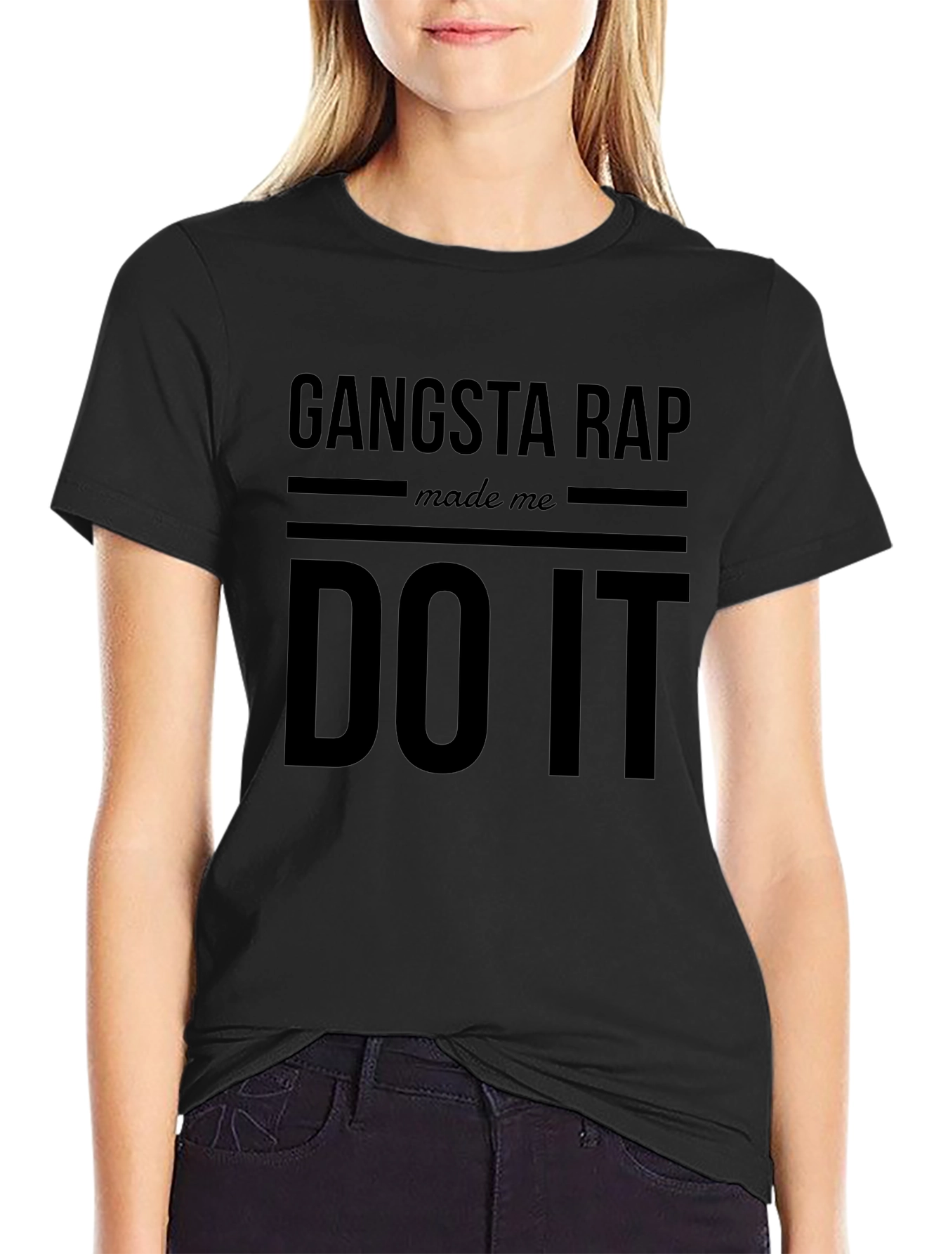 Gangsta Rap Made Me Do It Black T-Shirt