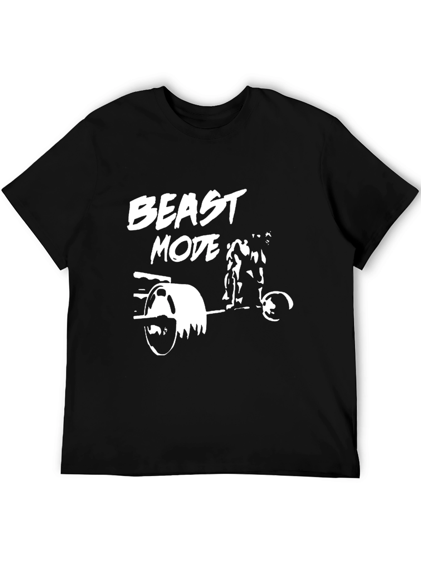 Beast Mode Weightlifting Graphic Tee - Black Cotton