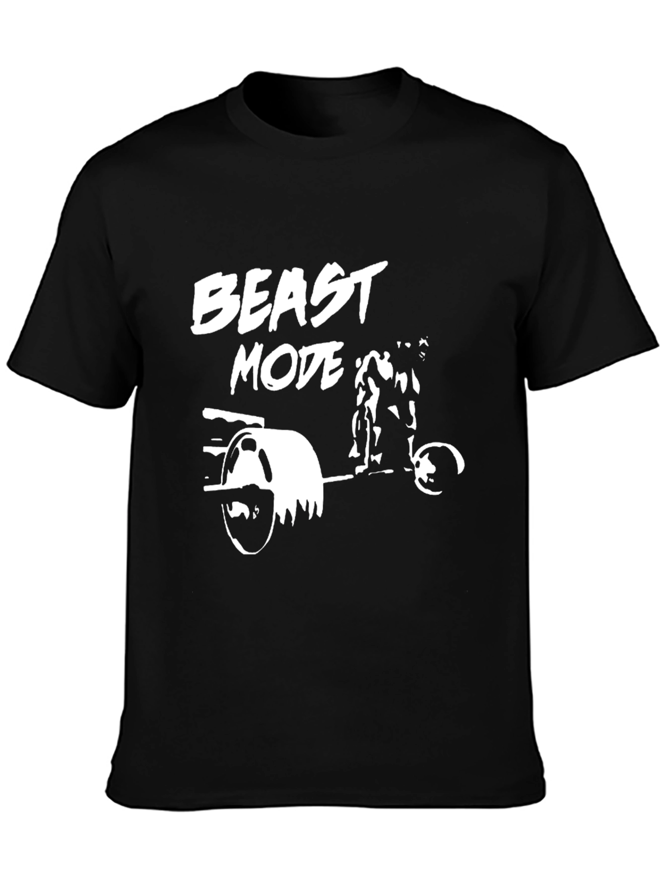 Beast Mode Weightlifting Graphic Tee - Black Cotton