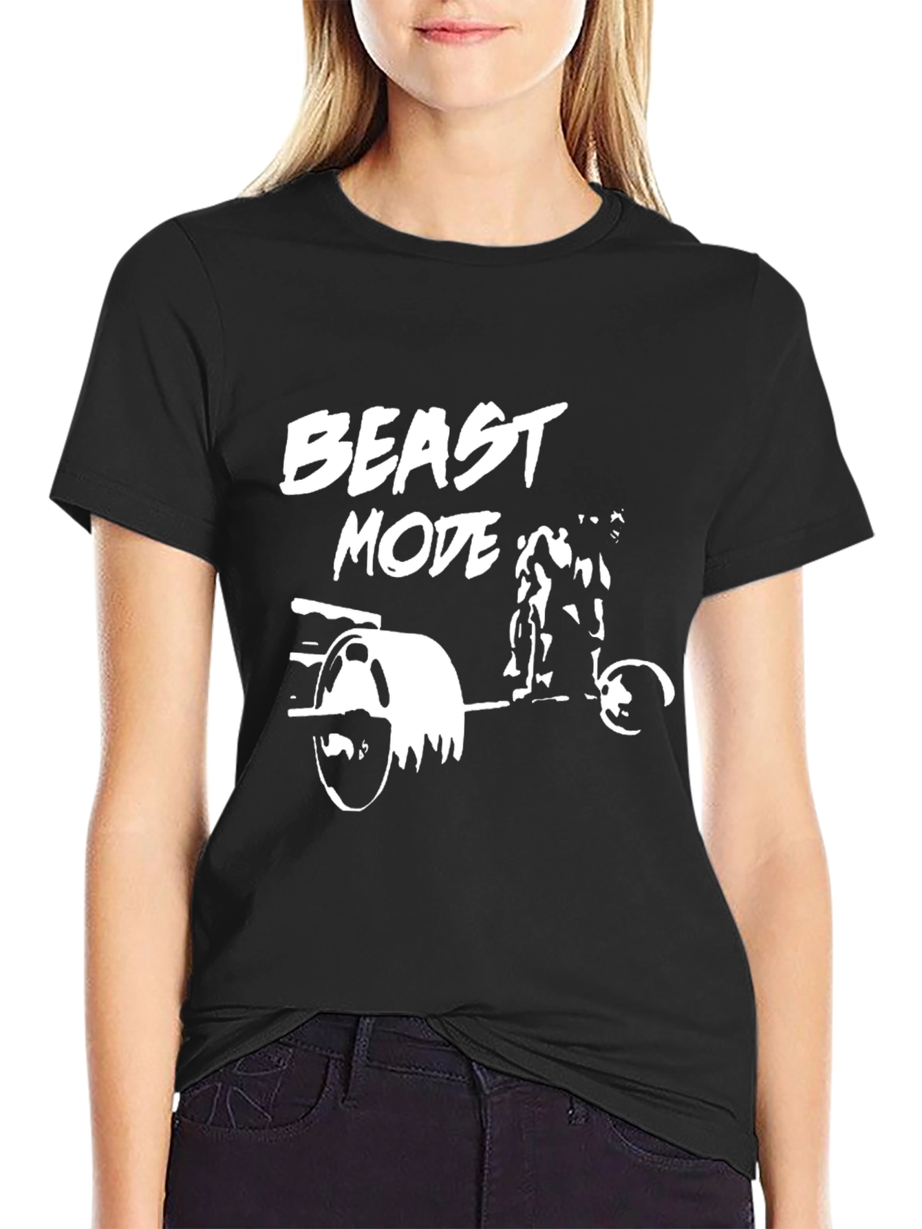 Beast Mode Weightlifting Graphic Tee - Black Cotton