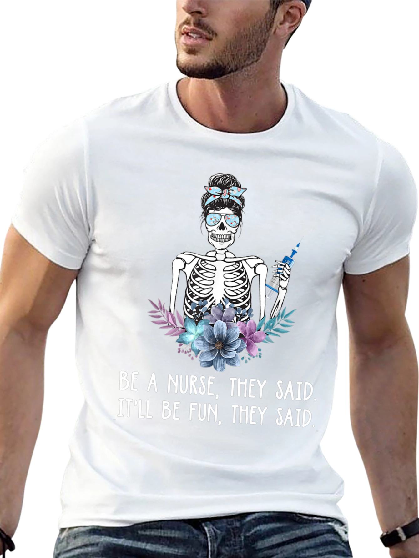 Funny Nurse Skeleton T-Shirt