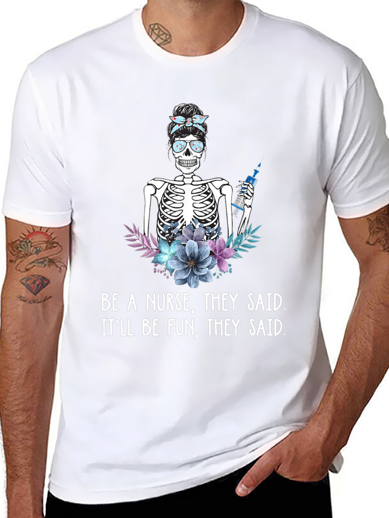 Funny Nurse Skeleton T-Shirt