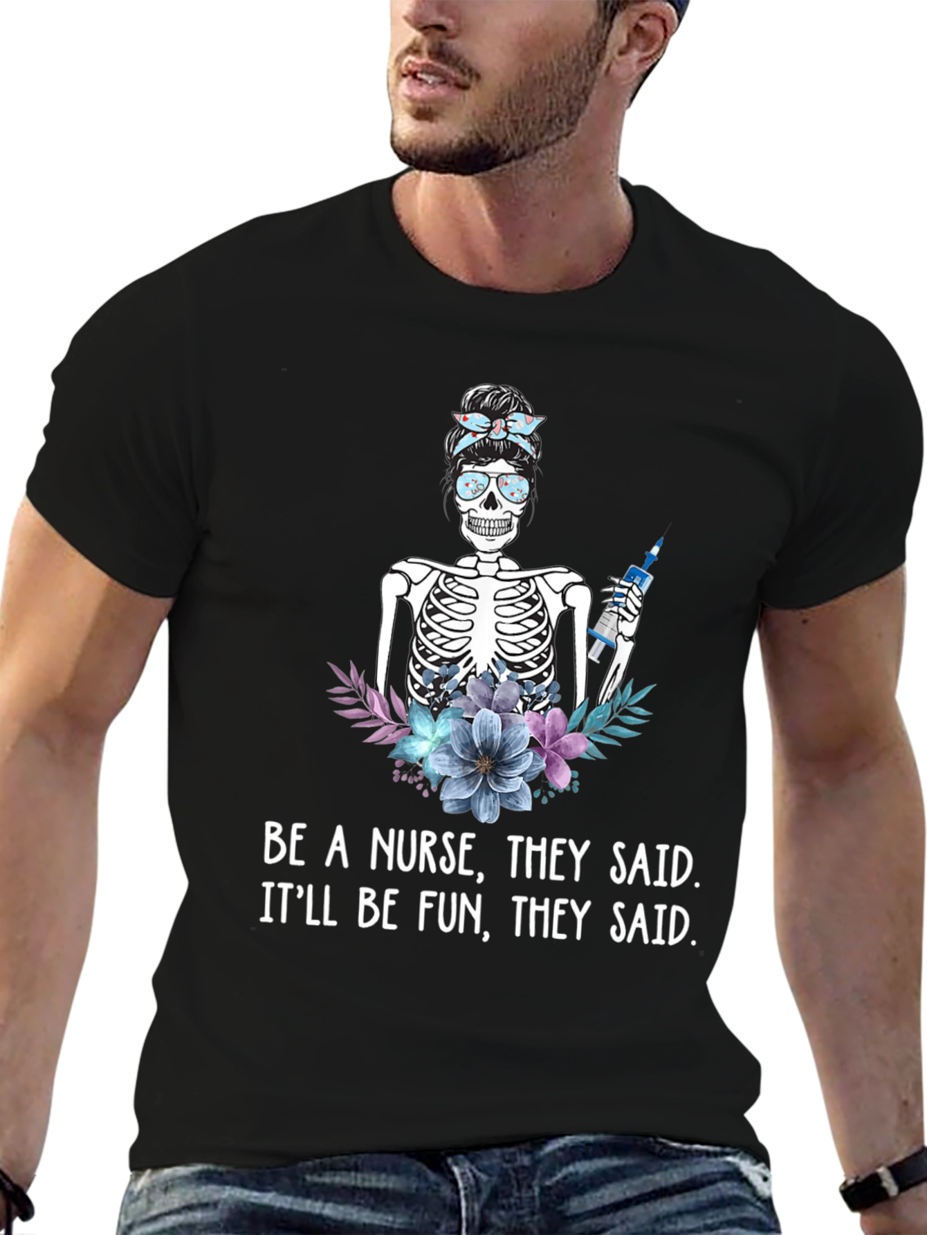 Funny Nurse Skeleton T-Shirt