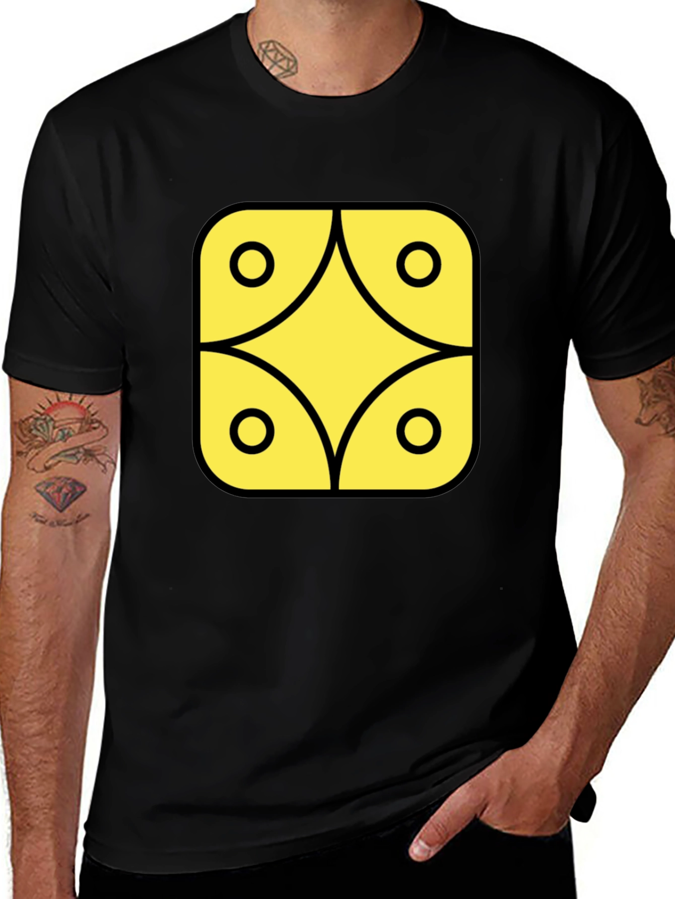 Geometric Graphic Tee - Black