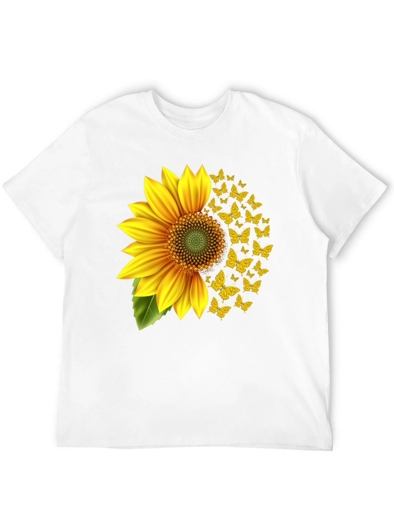 Sunflower Butterfly Graphic Tee - Black Cotton Blend