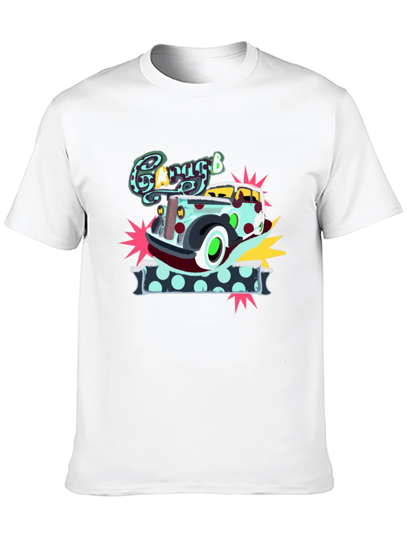 Cartoon Garage Car Graphic T-Shirt