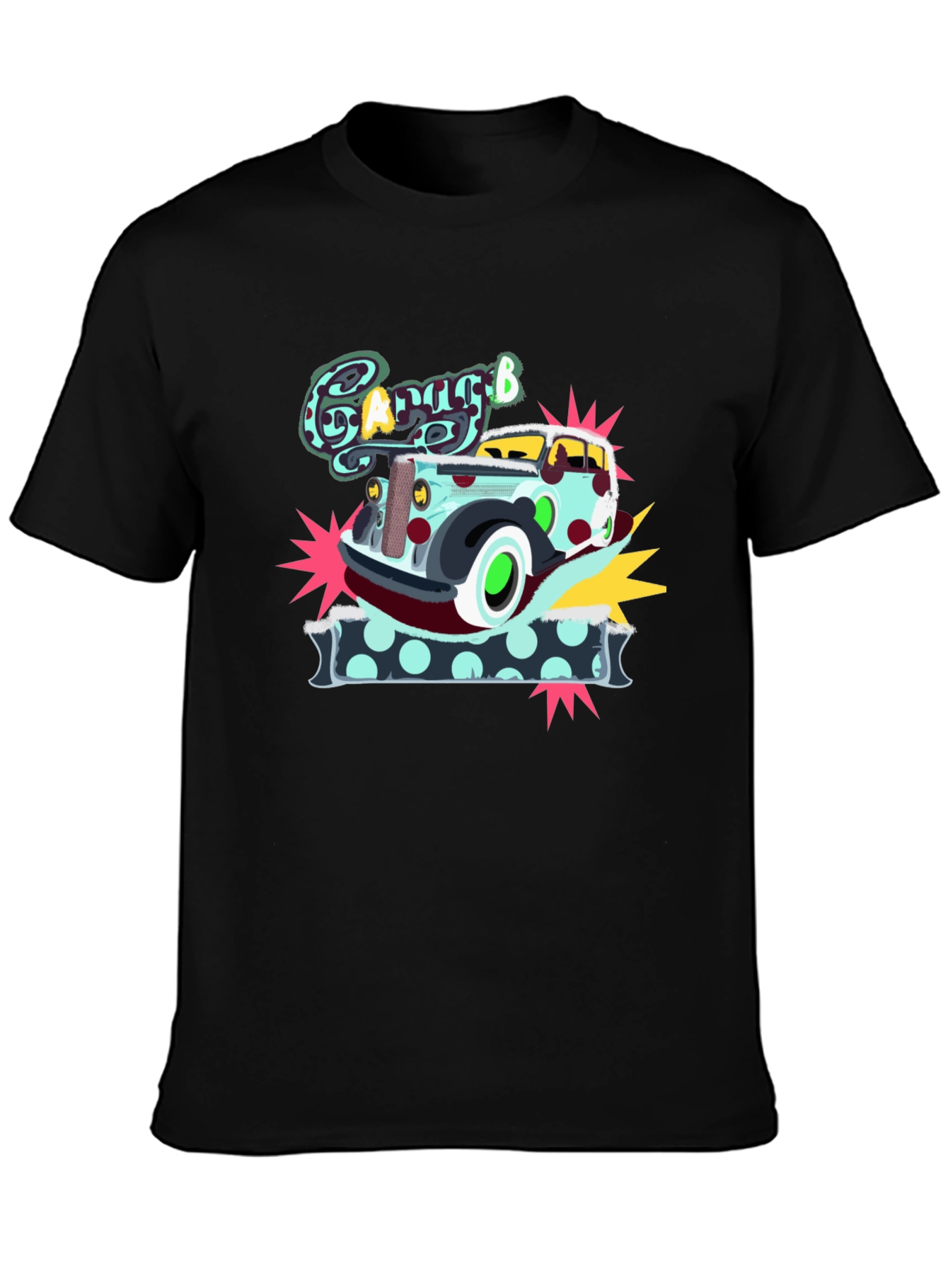 Cartoon Garage Car Graphic T-Shirt