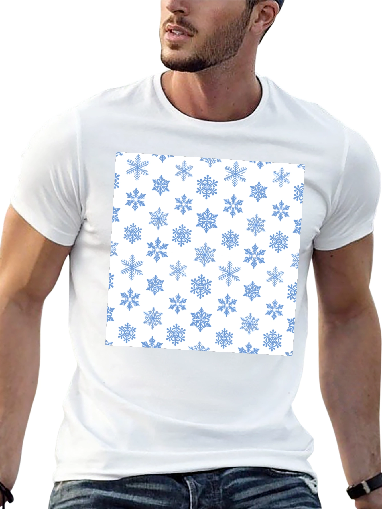 Snowflake Pattern Tee - Winter Holiday Style