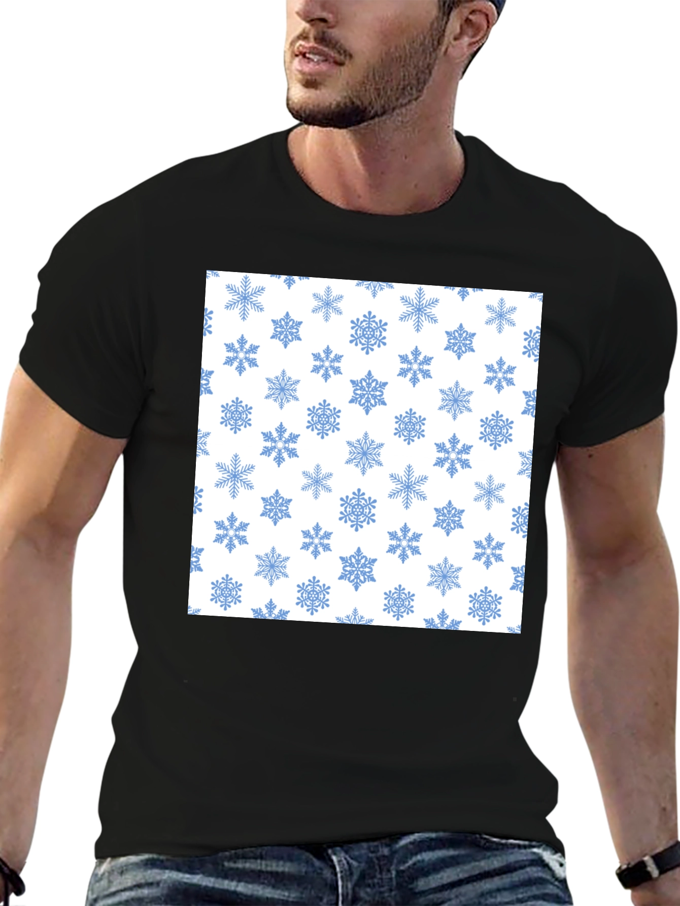 Snowflake Pattern Tee - Winter Holiday Style