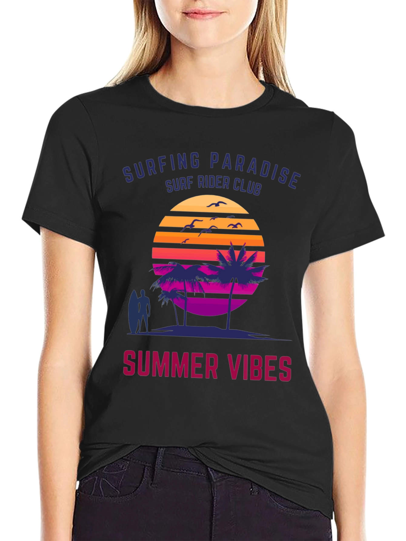 Surfing Paradise Summer Vibes Graphic Tee