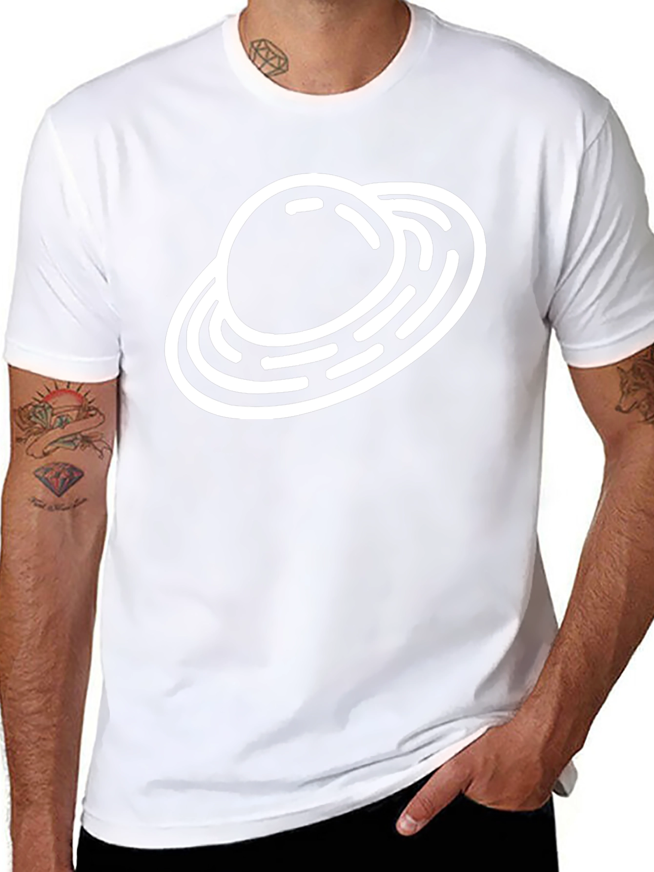 Saturn Graphic Black T-Shirt Space Theme
