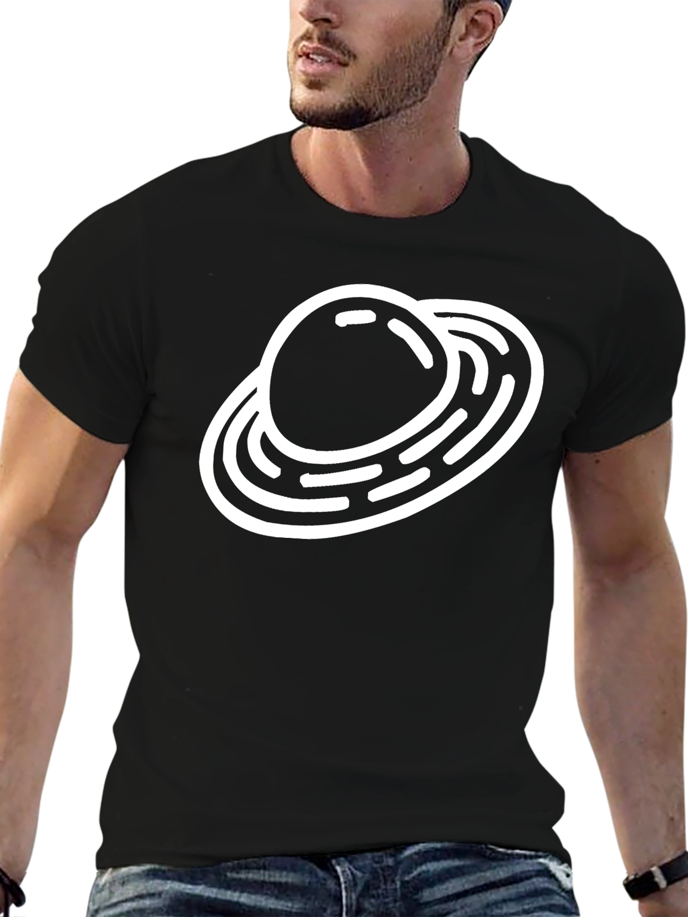 Saturn Graphic Black T-Shirt Space Theme