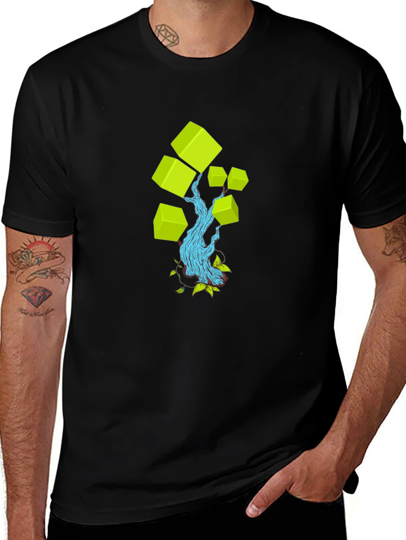 Modern Tree Graphic Tee - Black