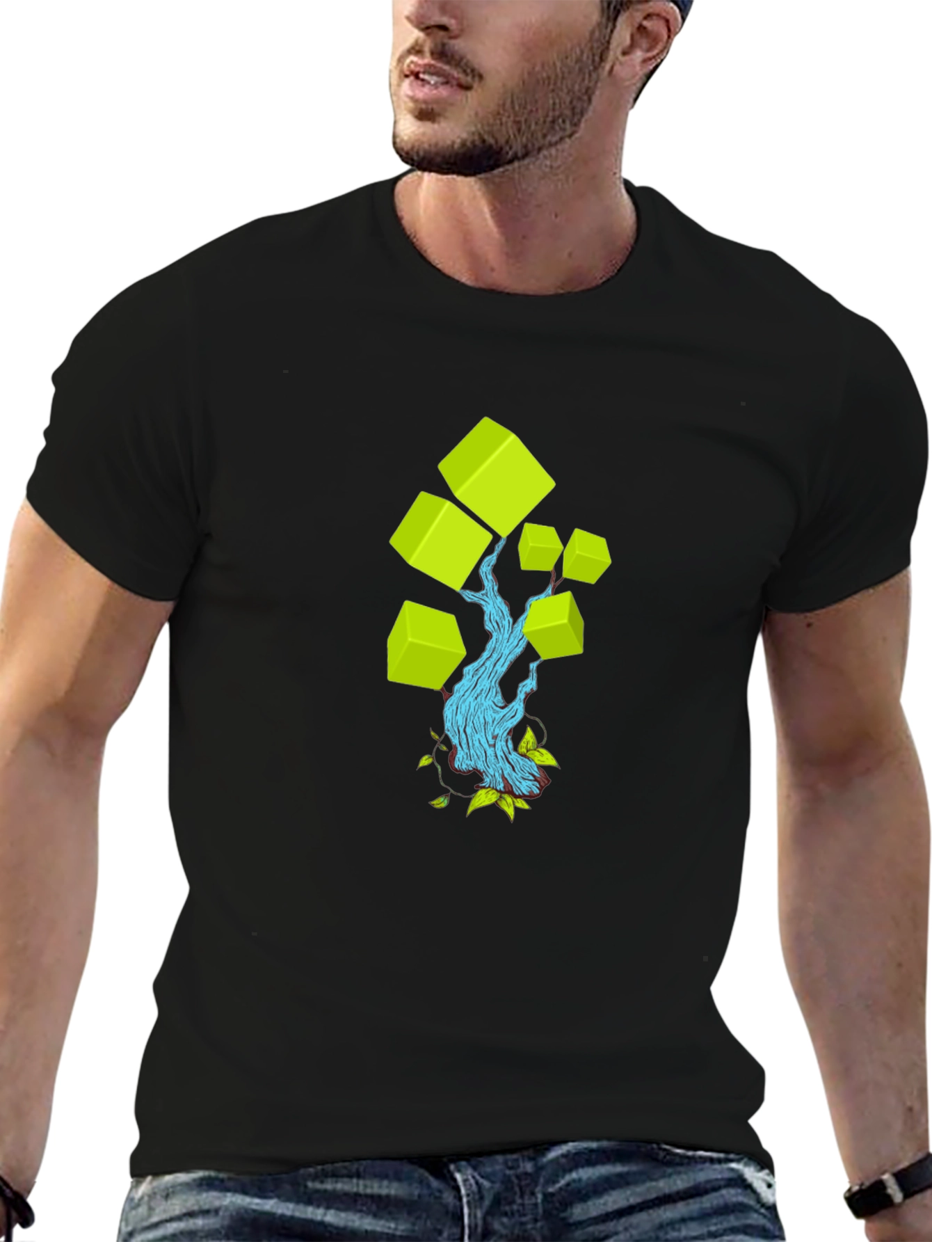 Modern Tree Graphic Tee - Black