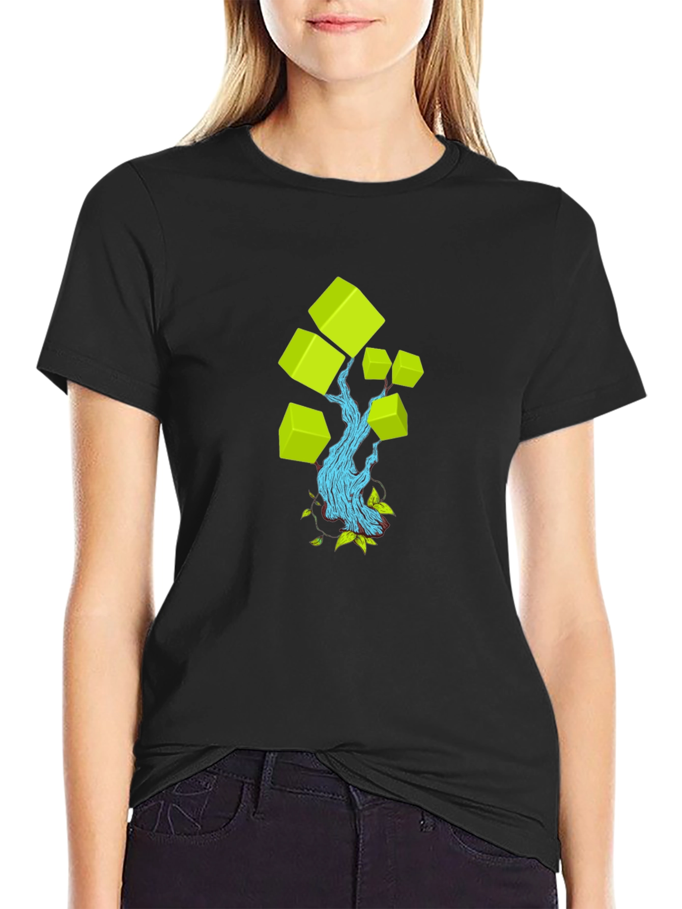 Modern Tree Graphic Tee - Black