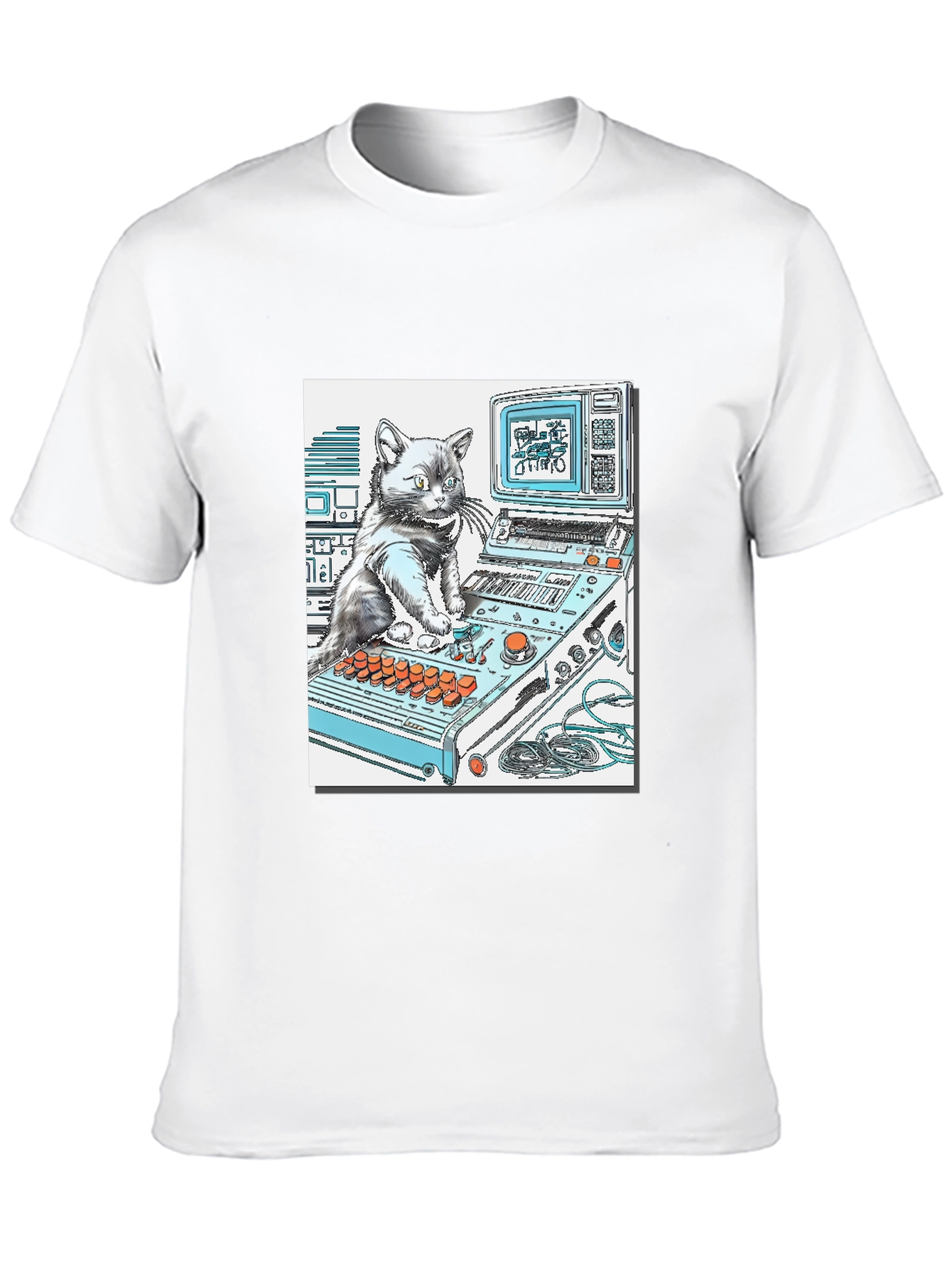 DJ Cat Graphic T-Shirt - Cool Black Tee