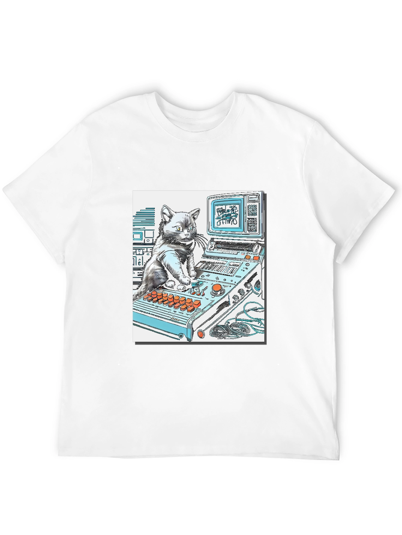 DJ Cat Graphic T-Shirt - Cool Black Tee