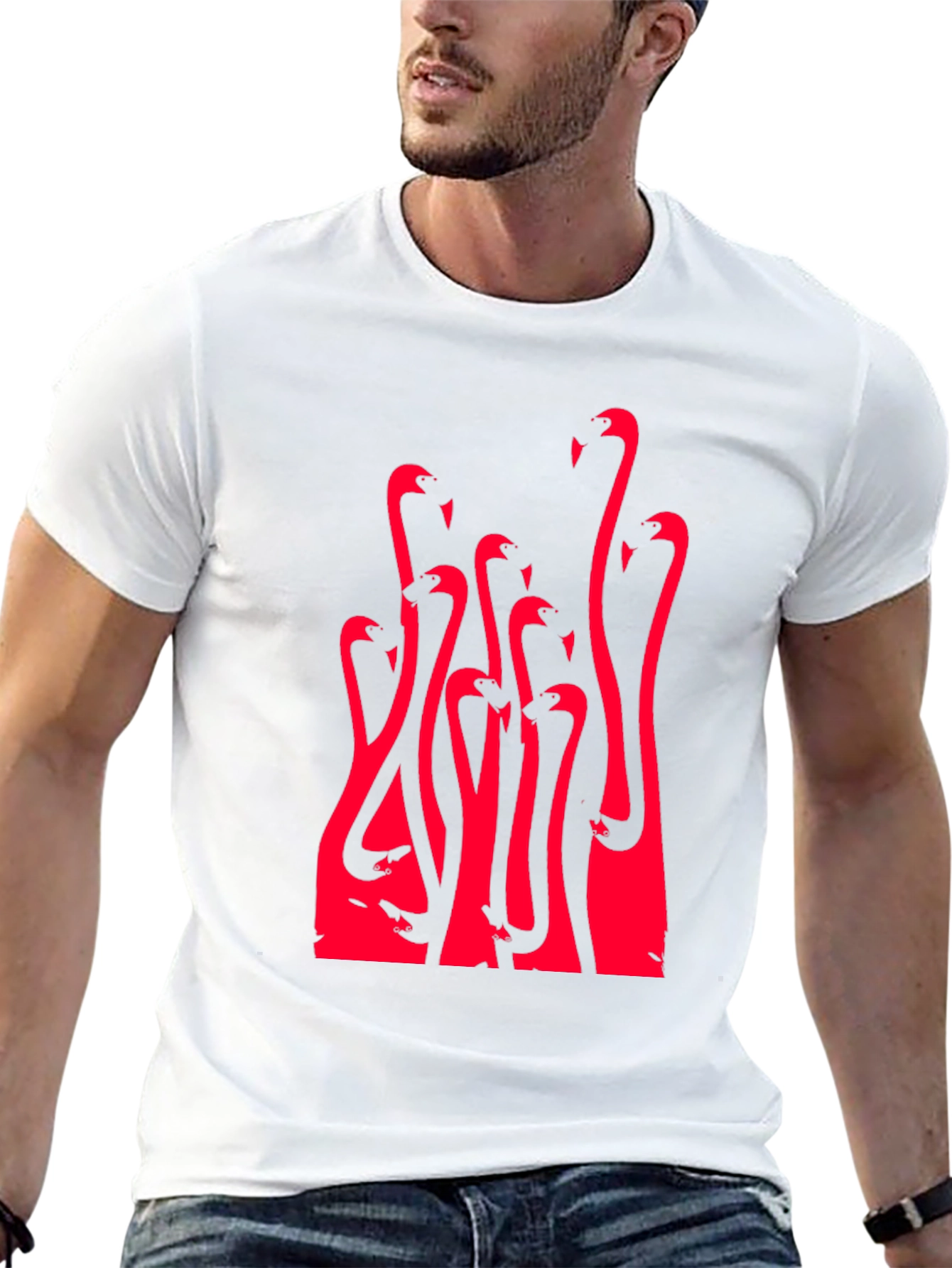 Flamingo Graphic Tee - Black Cotton T-Shirt