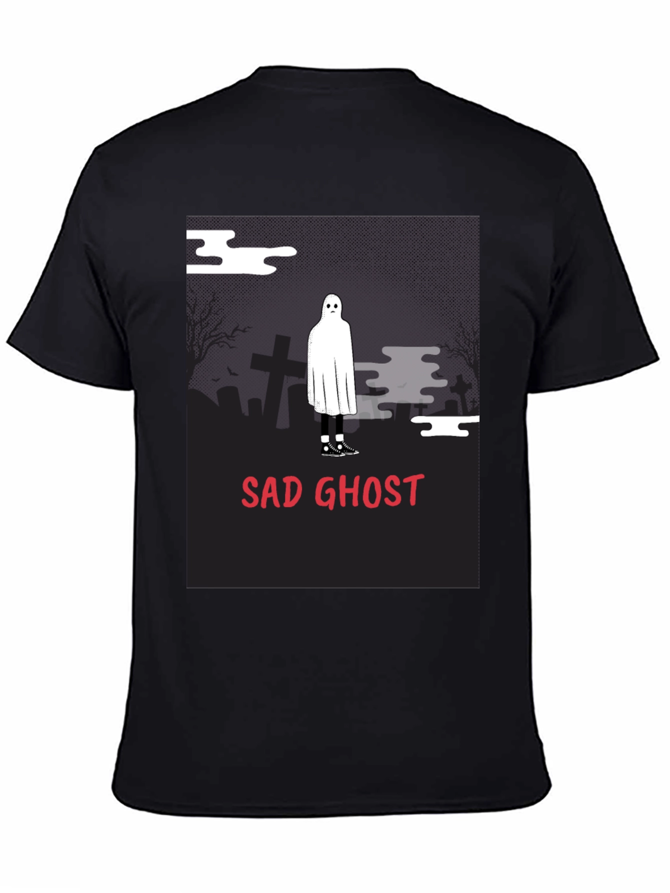 Sad Ghost Graphic Tee - Unisex Black T-Shirt