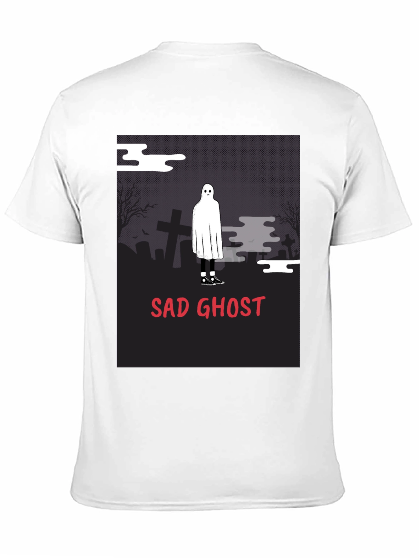 Sad Ghost Graphic Tee - Unisex Black T-Shirt