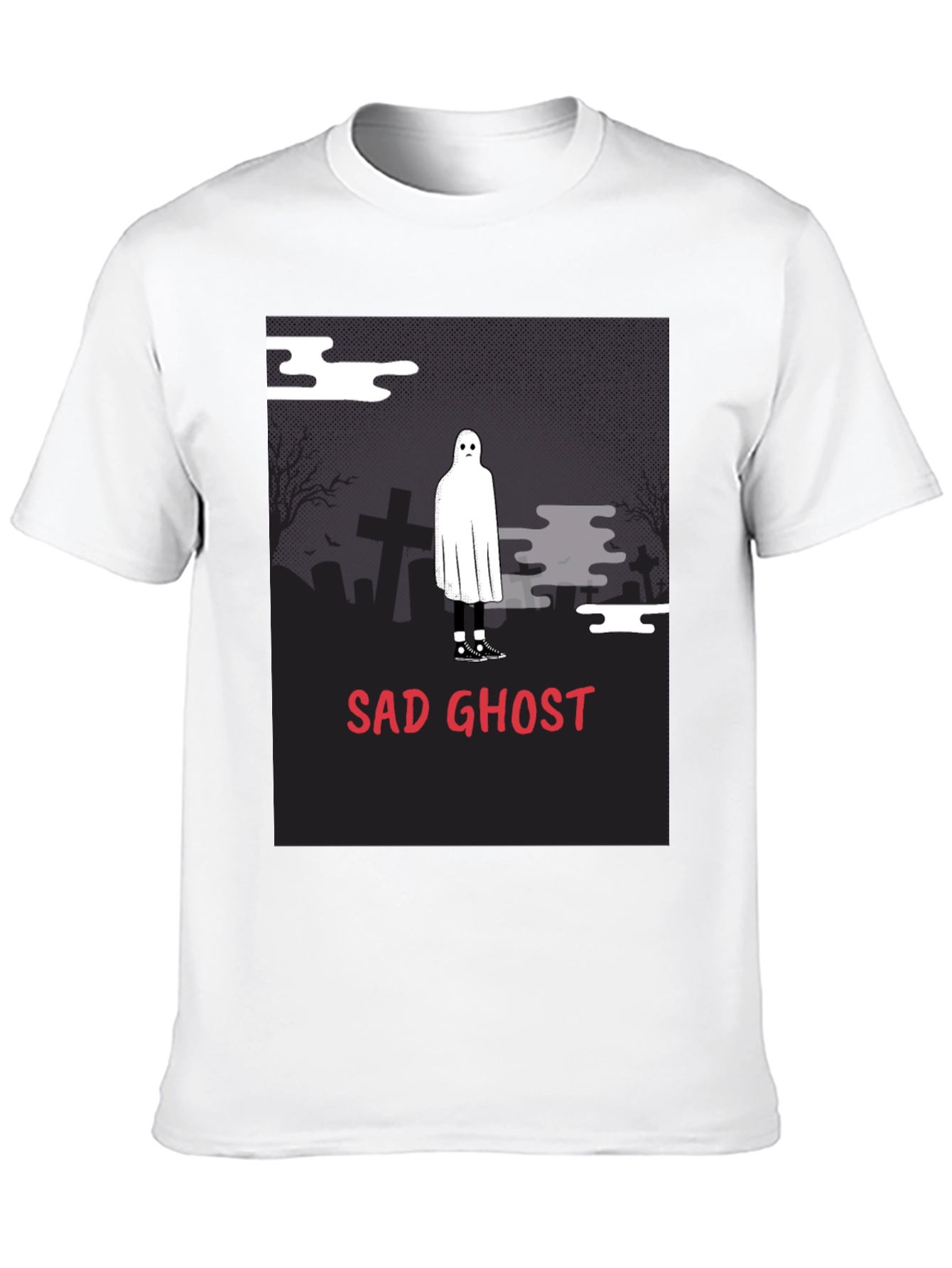 Sad Ghost Graphic Tee - Unisex Black T-Shirt