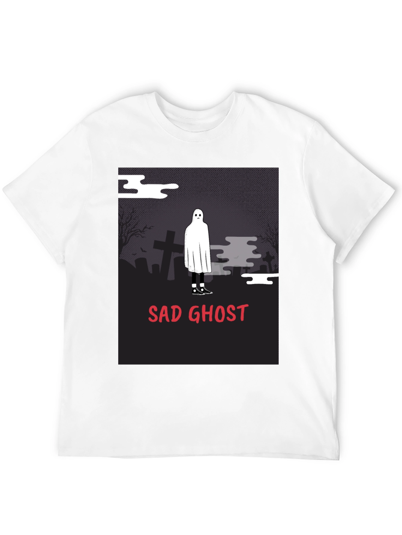 Sad Ghost Graphic Tee - Unisex Black T-Shirt
