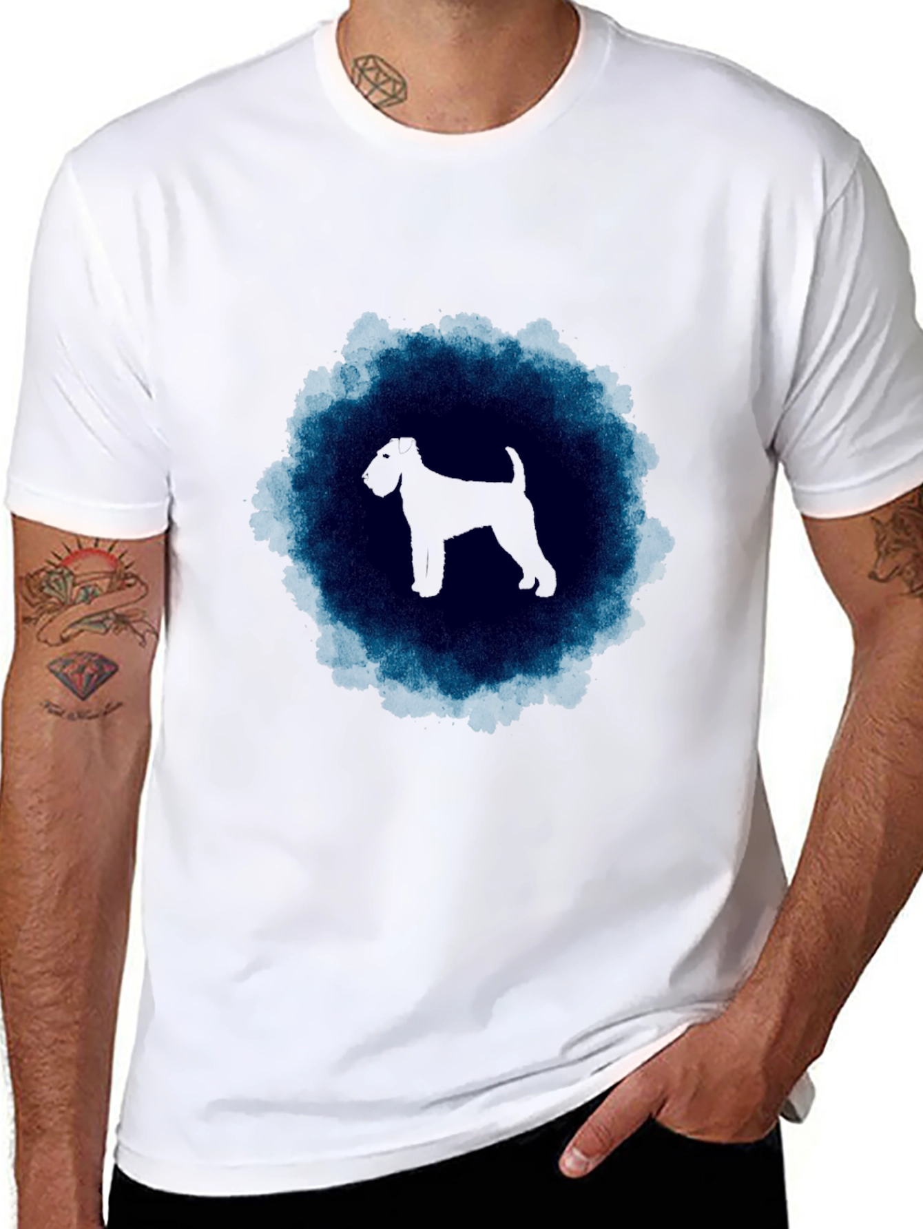 Dog Silhouette T-Shirt - Black Crew Neck Tee