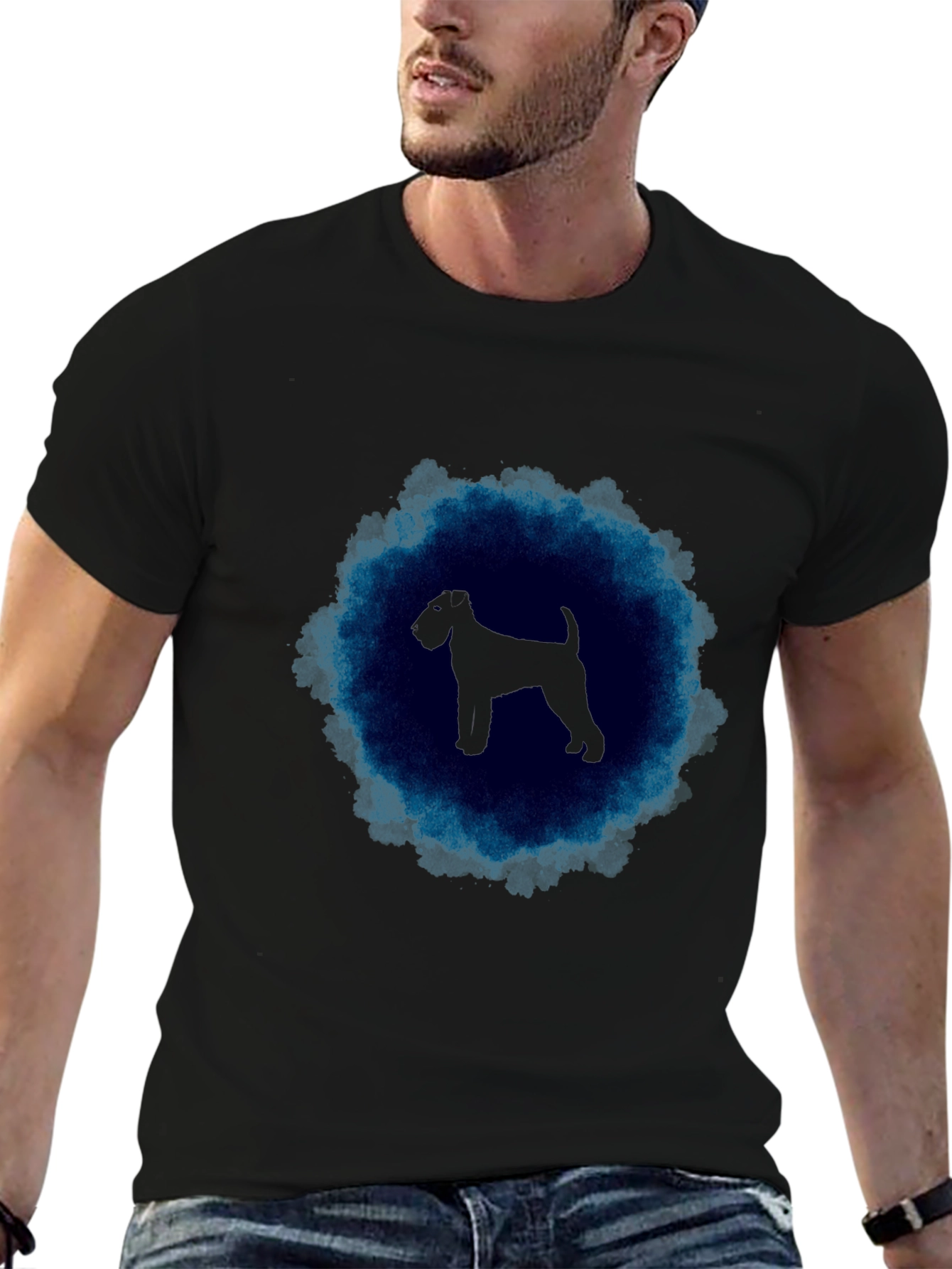 Dog Silhouette T-Shirt - Black Crew Neck Tee