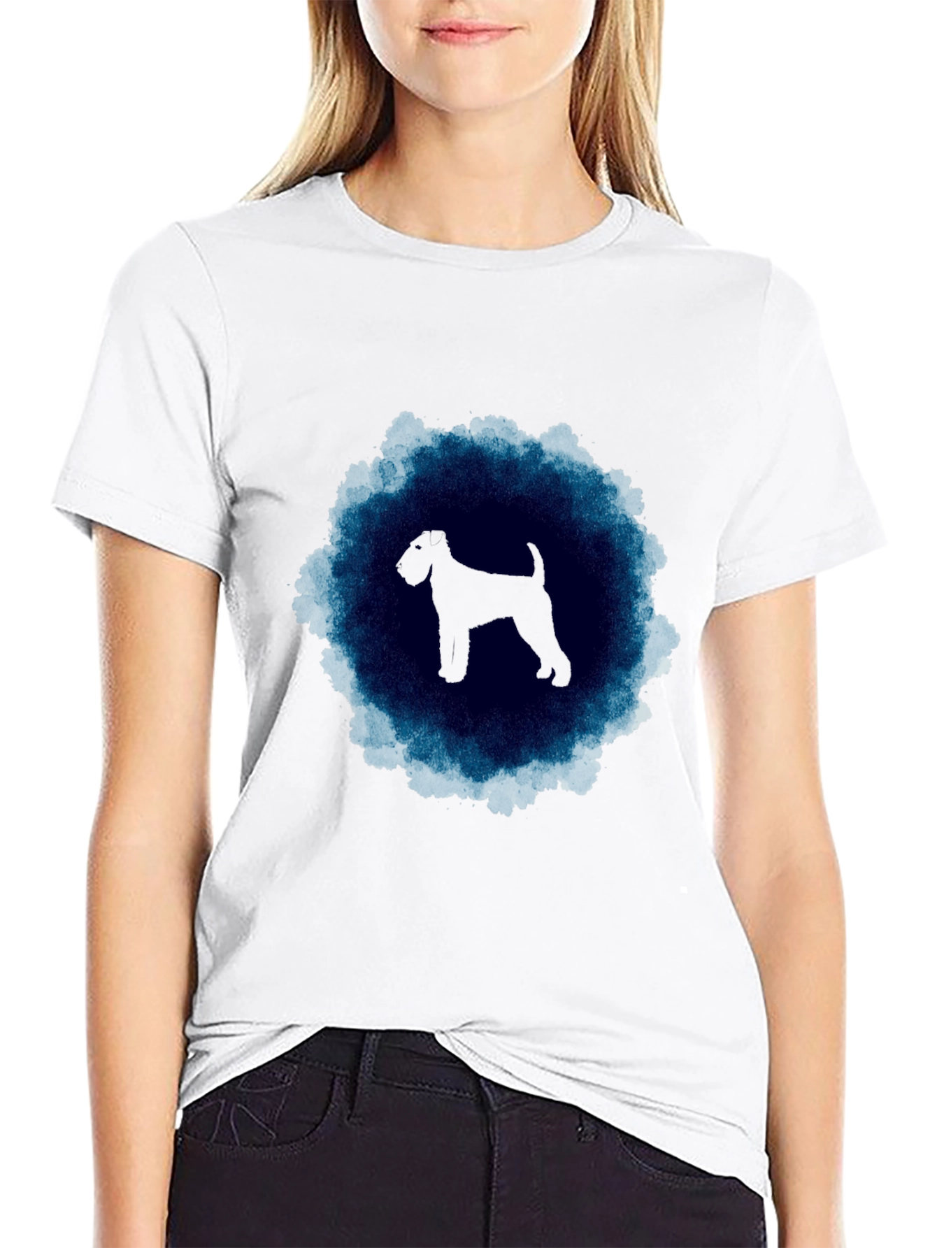 Dog Silhouette T-Shirt - Black Crew Neck Tee