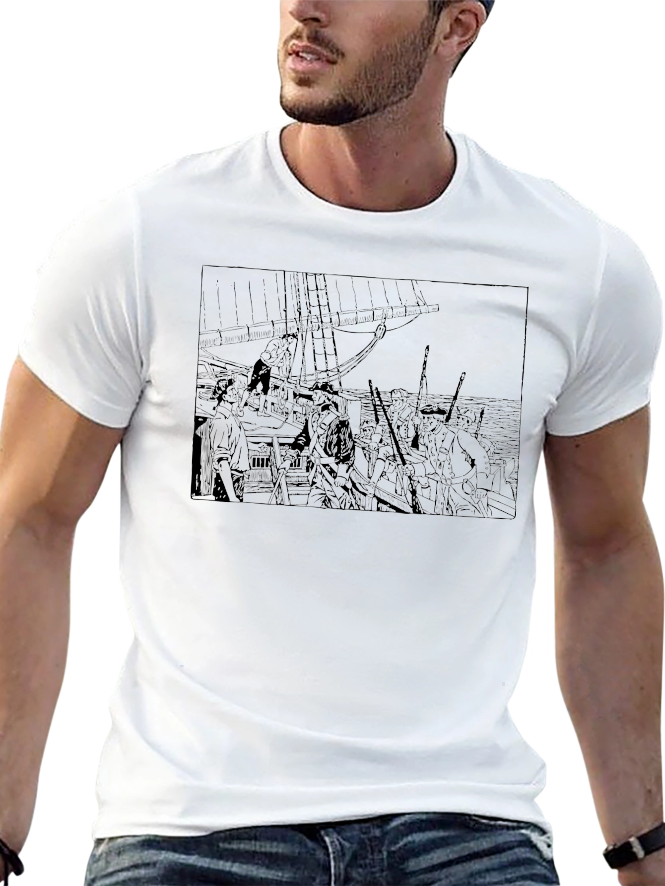 Pirate Ship Graphic Tee - Classic Black T-Shirt
