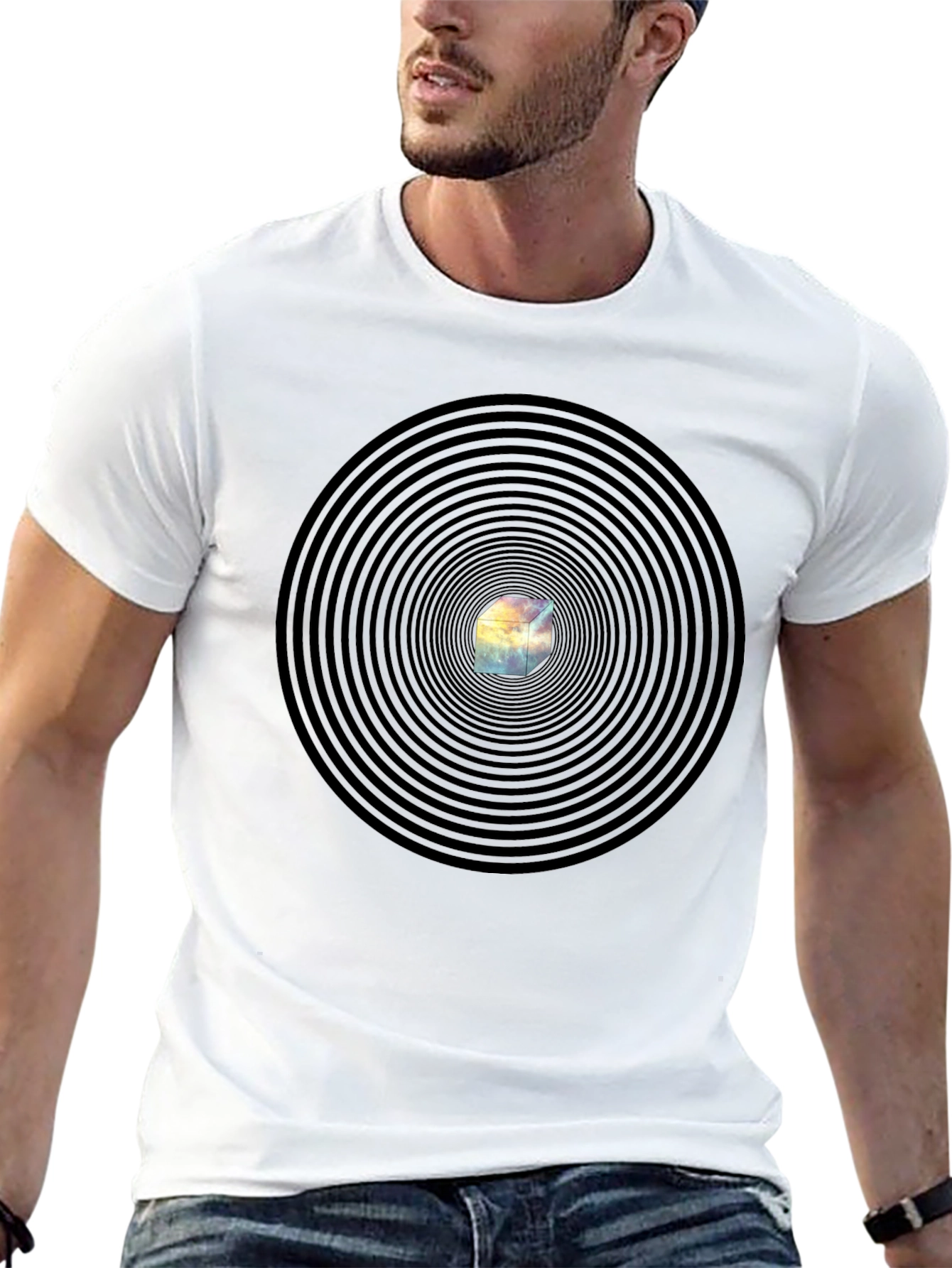 Hypnotic Cube Black T-Shirt - Modern Graphic Tee