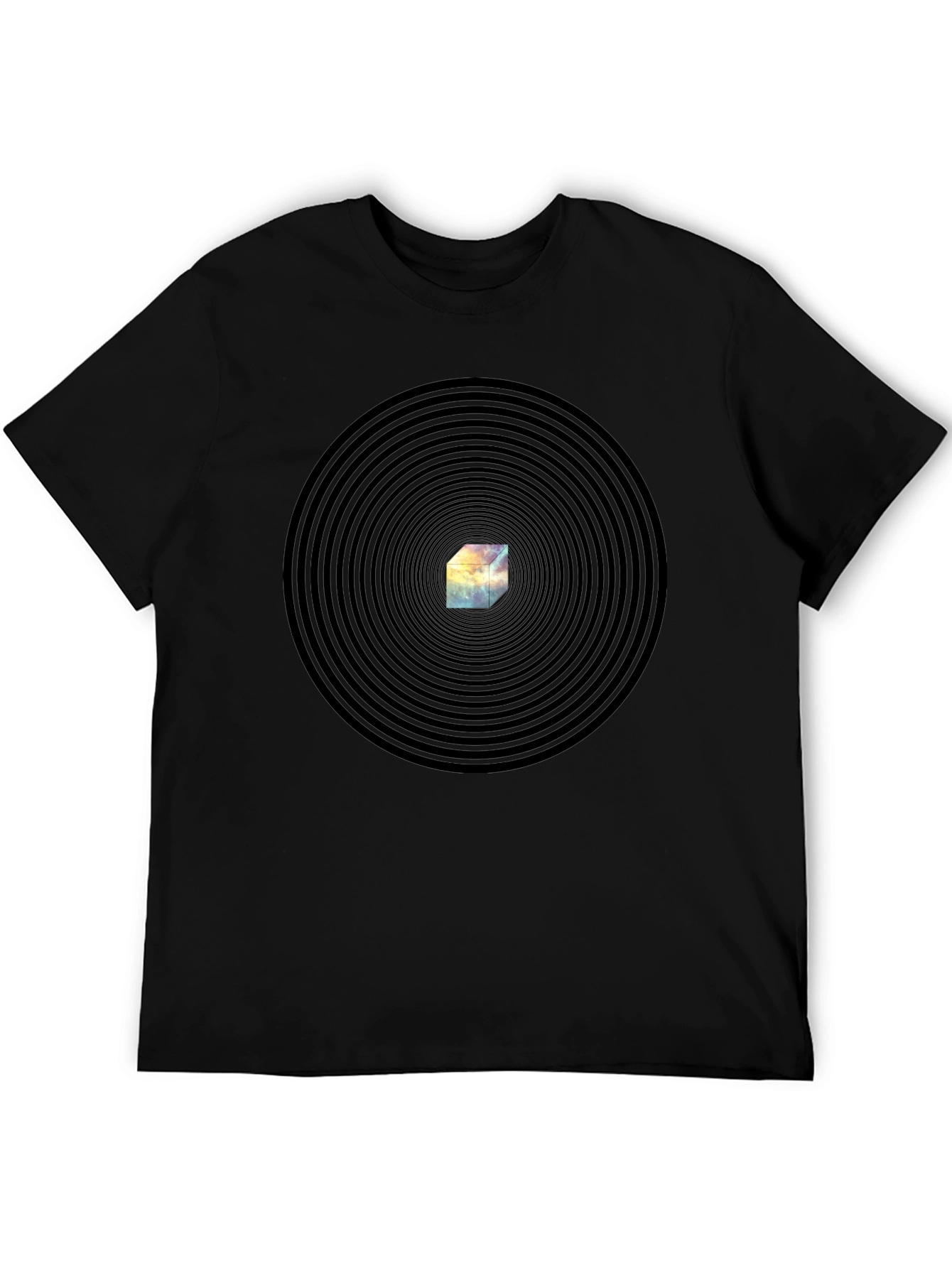 Hypnotic Cube Black T-Shirt - Modern Graphic Tee