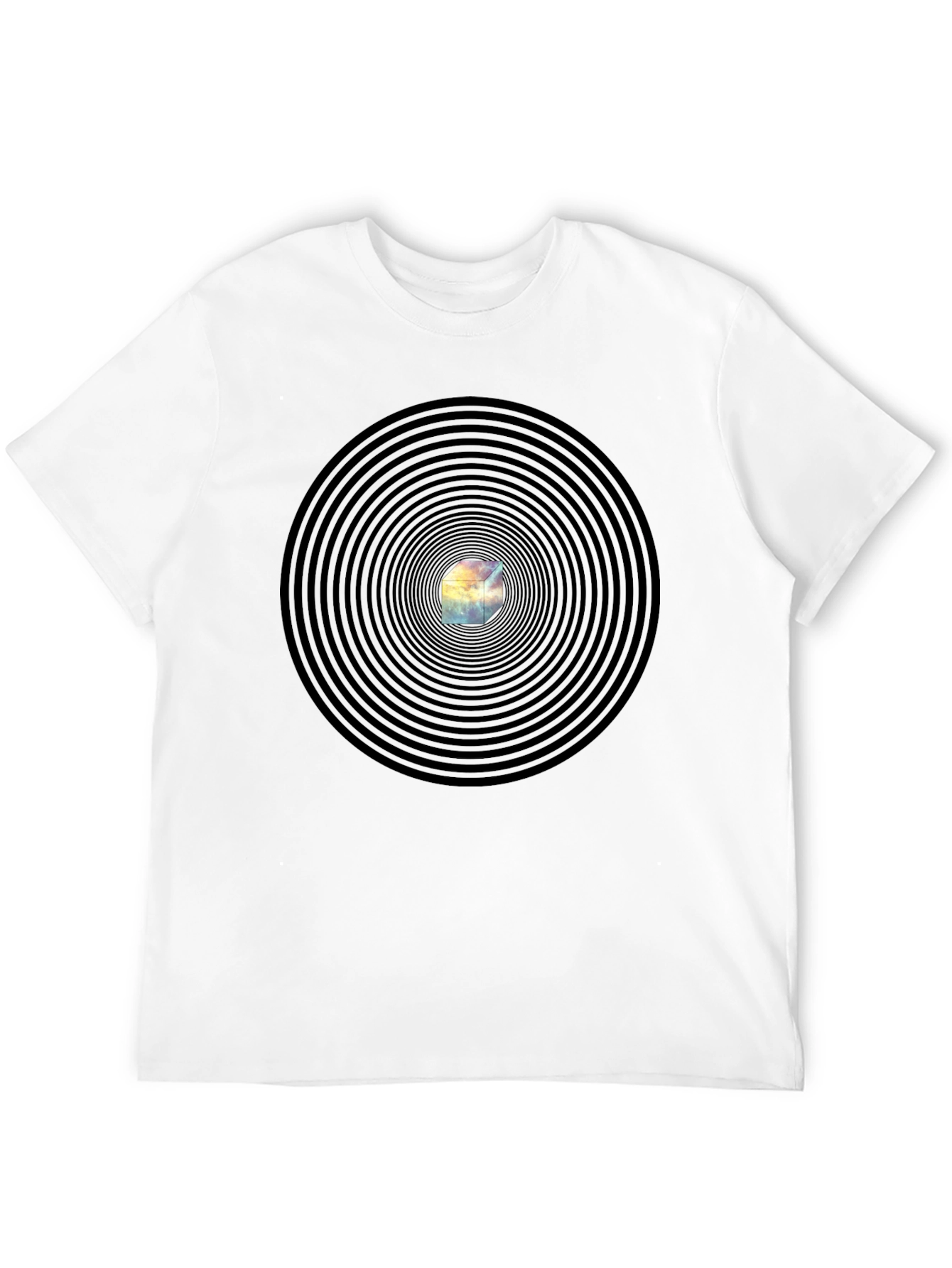 Hypnotic Cube Black T-Shirt - Modern Graphic Tee