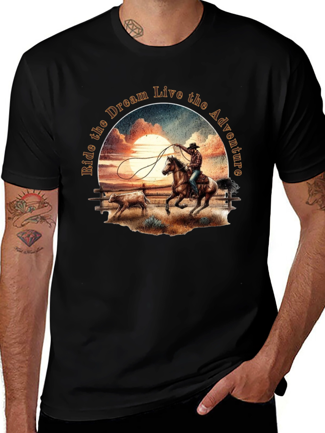 Cowboy Sunset Ride Graphic Tee