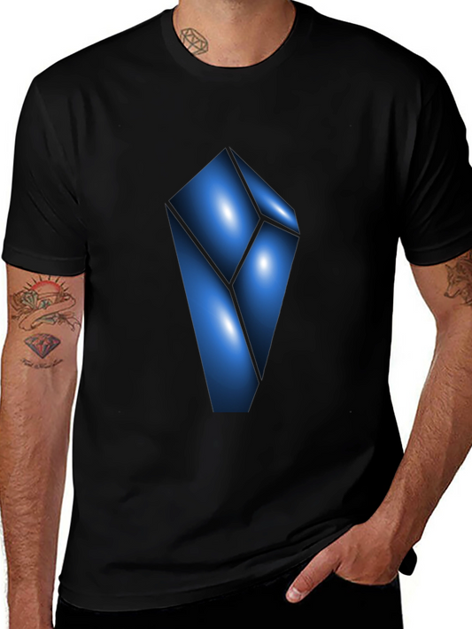 Abstract Blue Crystal Graphic T-Shirt - Modern Design