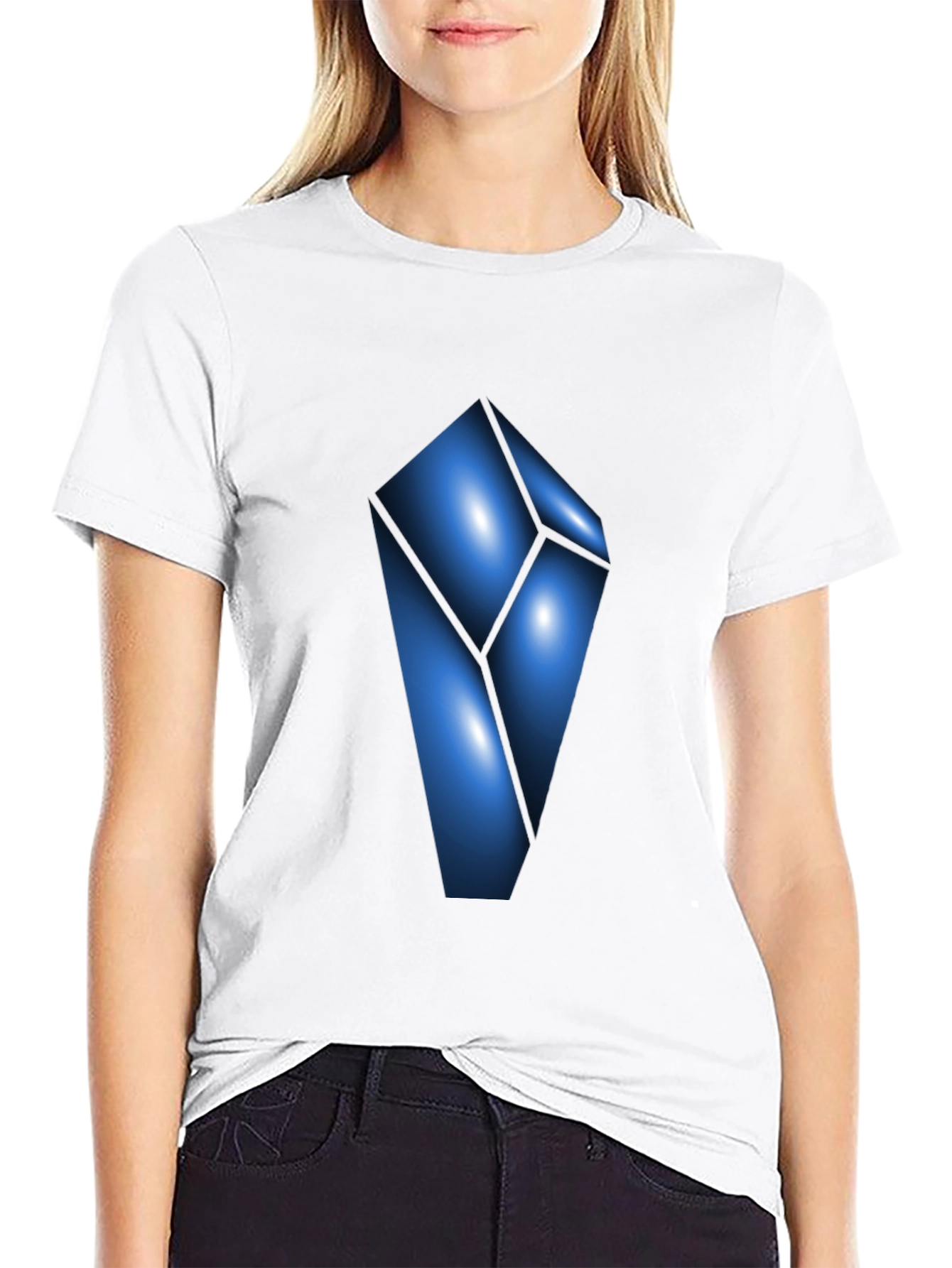 Abstract Blue Crystal Graphic T-Shirt - Modern Design