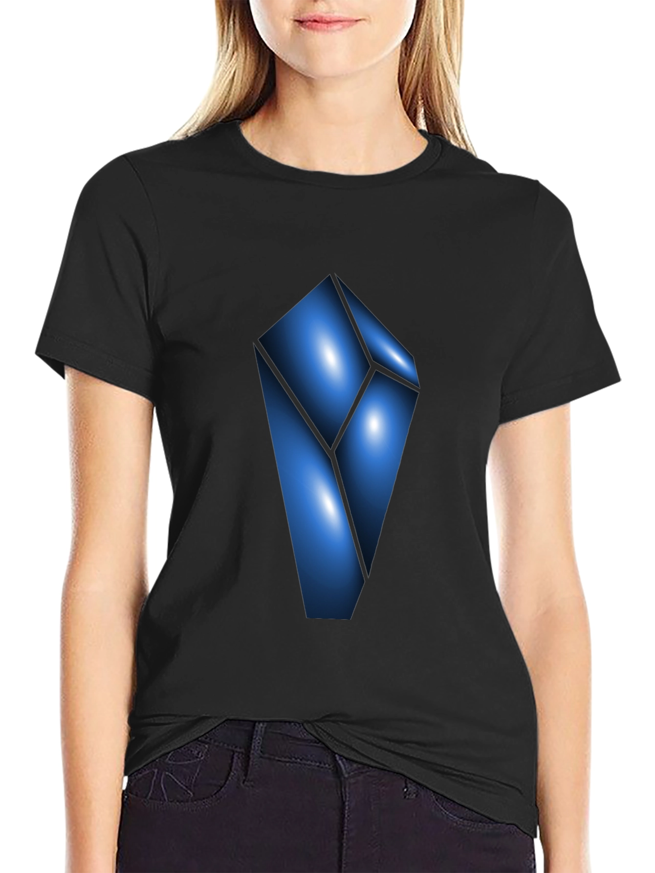 Abstract Blue Crystal Graphic T-Shirt - Modern Design