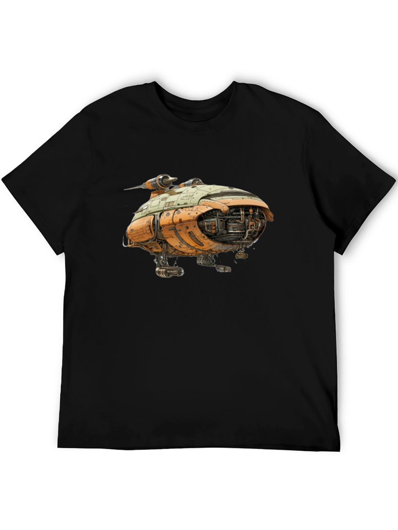 Sci-Fi Spaceship T-Shirt - Black Graphic Tee