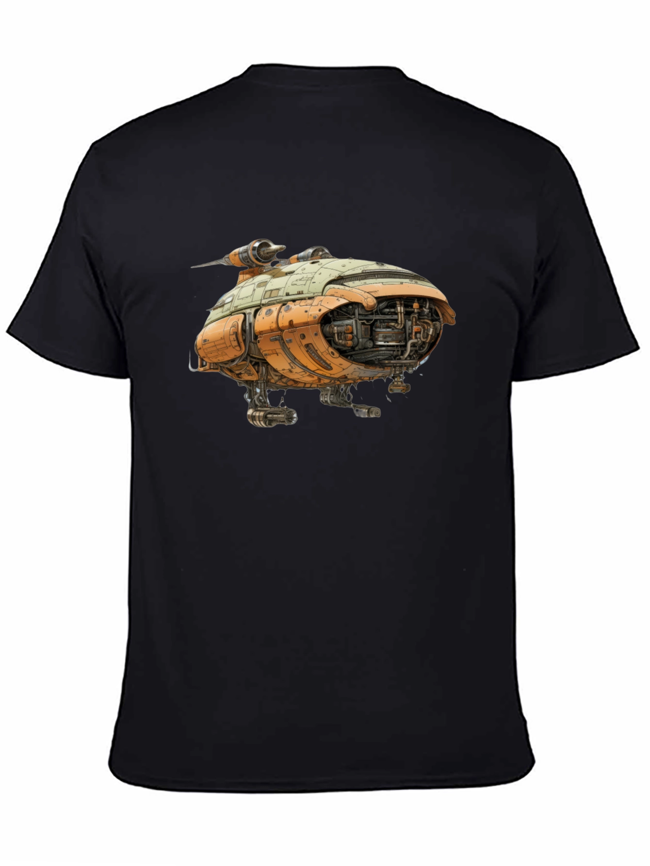 Sci-Fi Spaceship T-Shirt - Black Graphic Tee