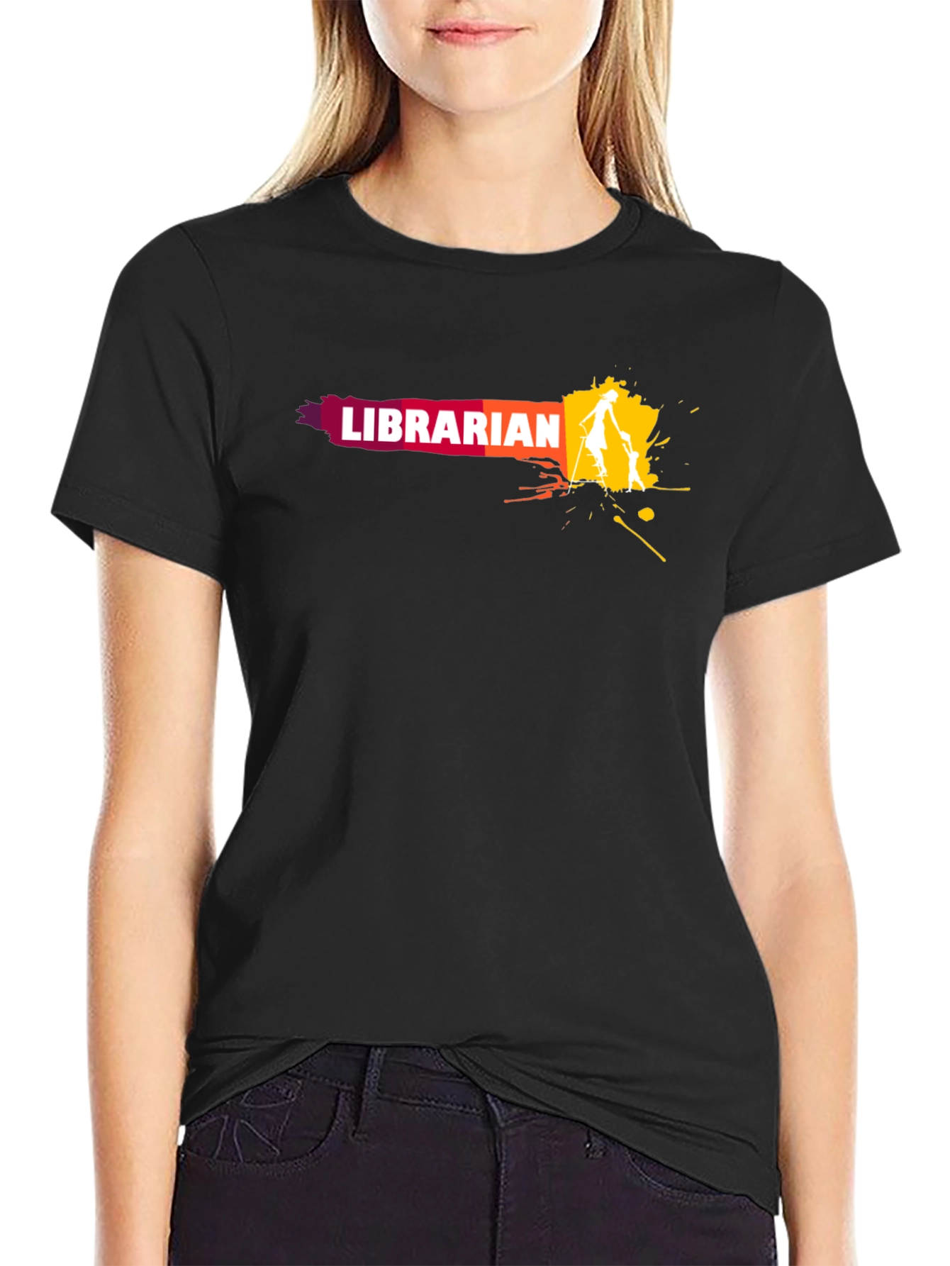 Librarian Graphic T-Shirt - Black Cotton Tee