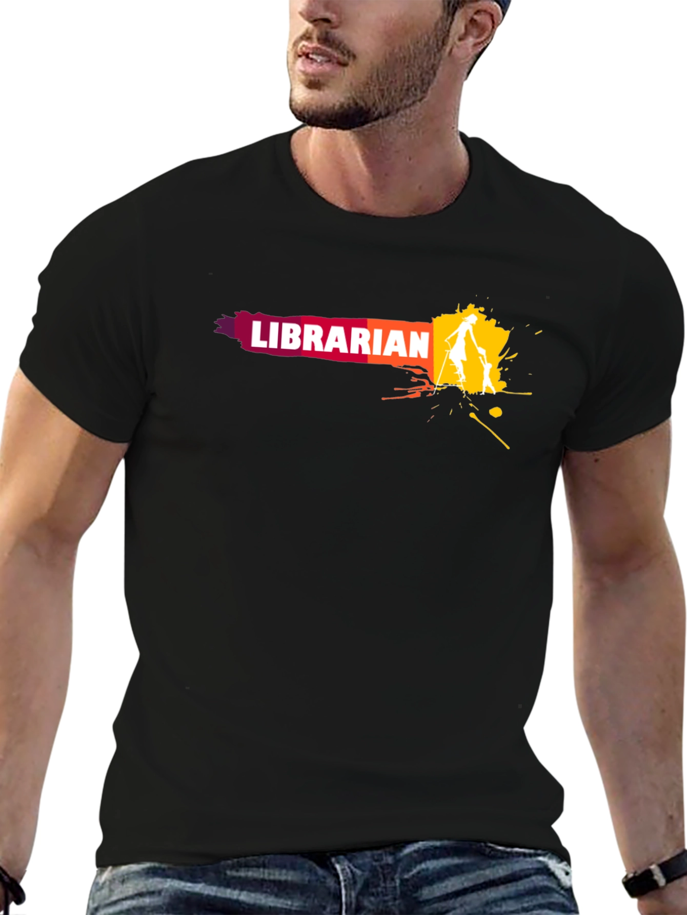Librarian Graphic T-Shirt - Black Cotton Tee