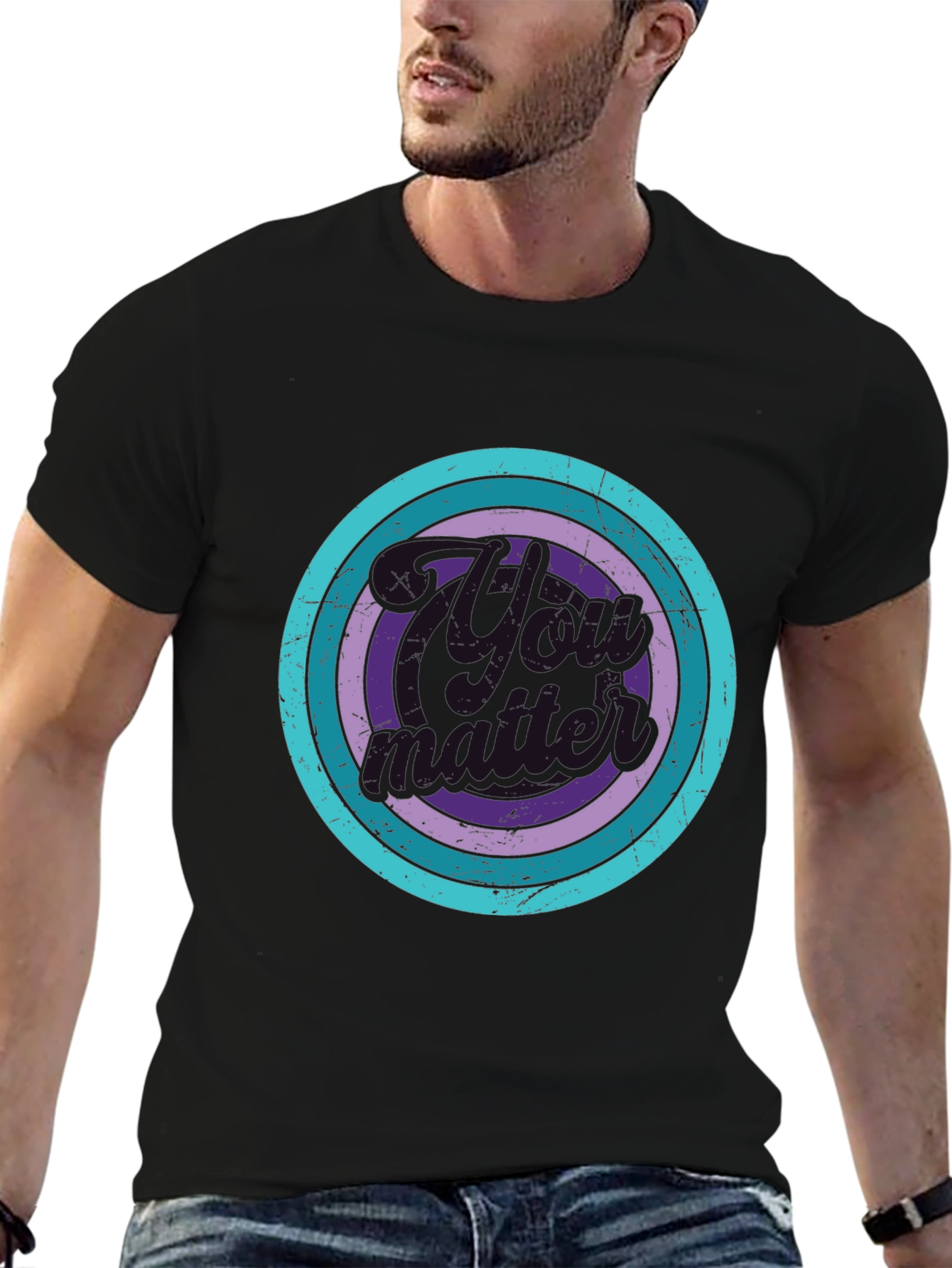 Retro Circle Graphic Black T-Shirt