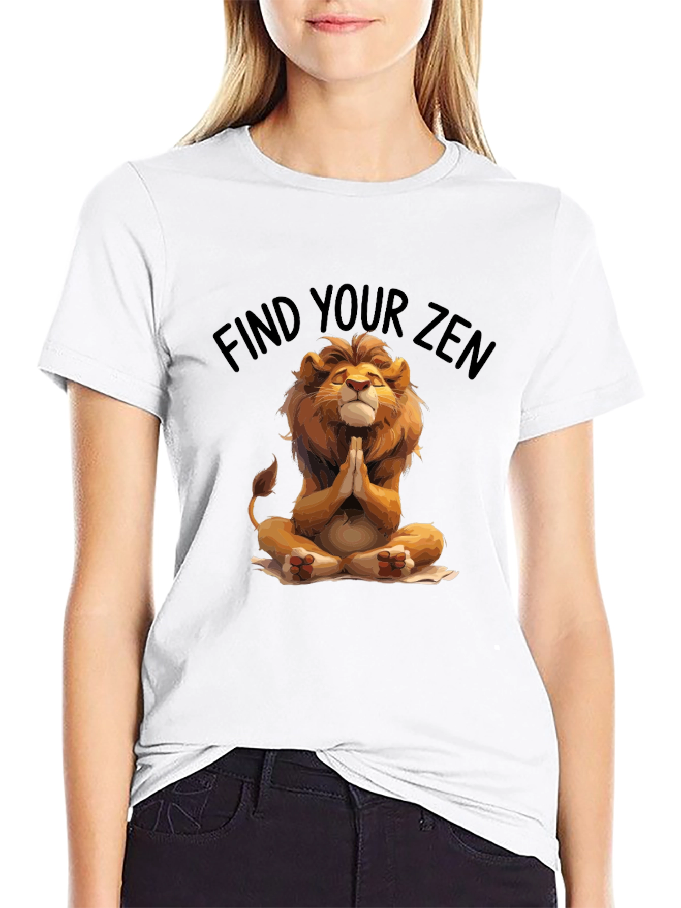Zen Lion Meditation Graphic T-Shirt