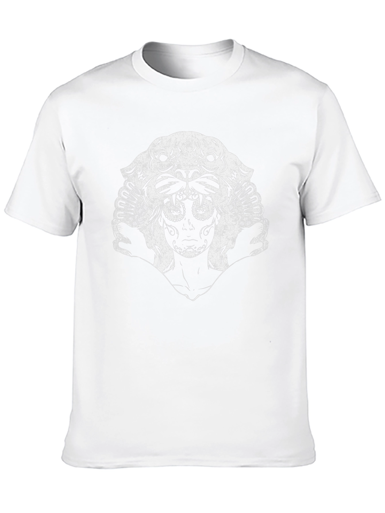 Black T-Shirt with Unique White Graphic Print