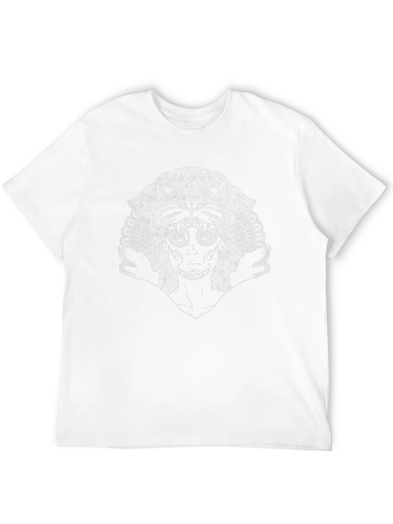 Black T-Shirt with Unique White Graphic Print