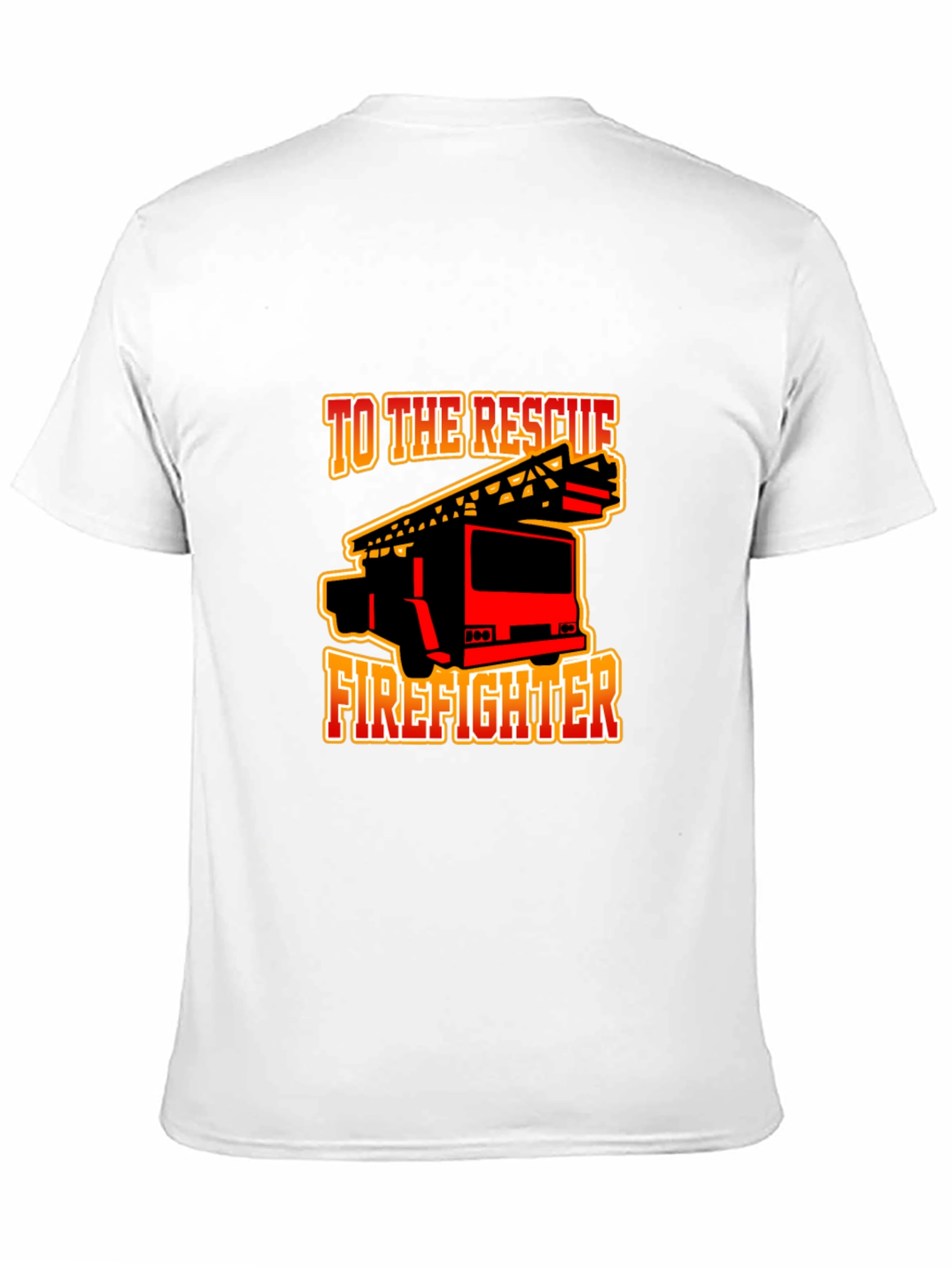 Firefighter Rescue Truck Graphic Tee - Black Cotton T-Shirt