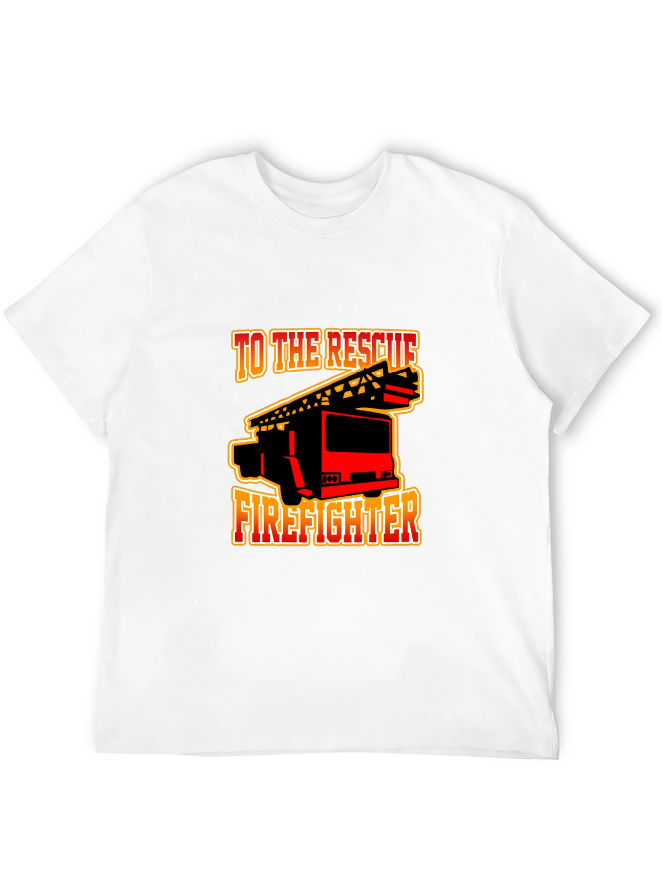 Firefighter Rescue Truck Graphic Tee - Black Cotton T-Shirt