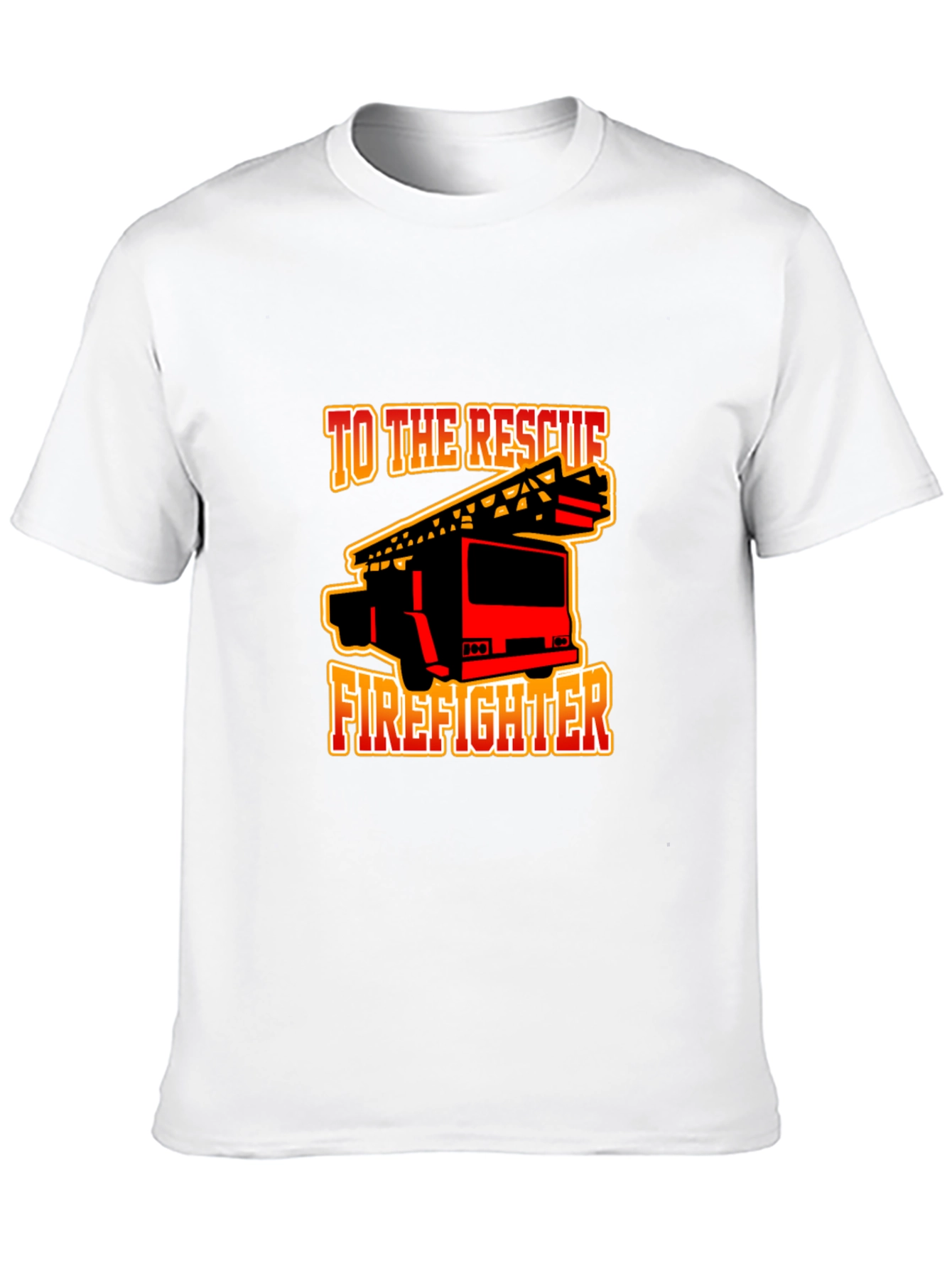 Firefighter Rescue Truck Graphic Tee - Black Cotton T-Shirt