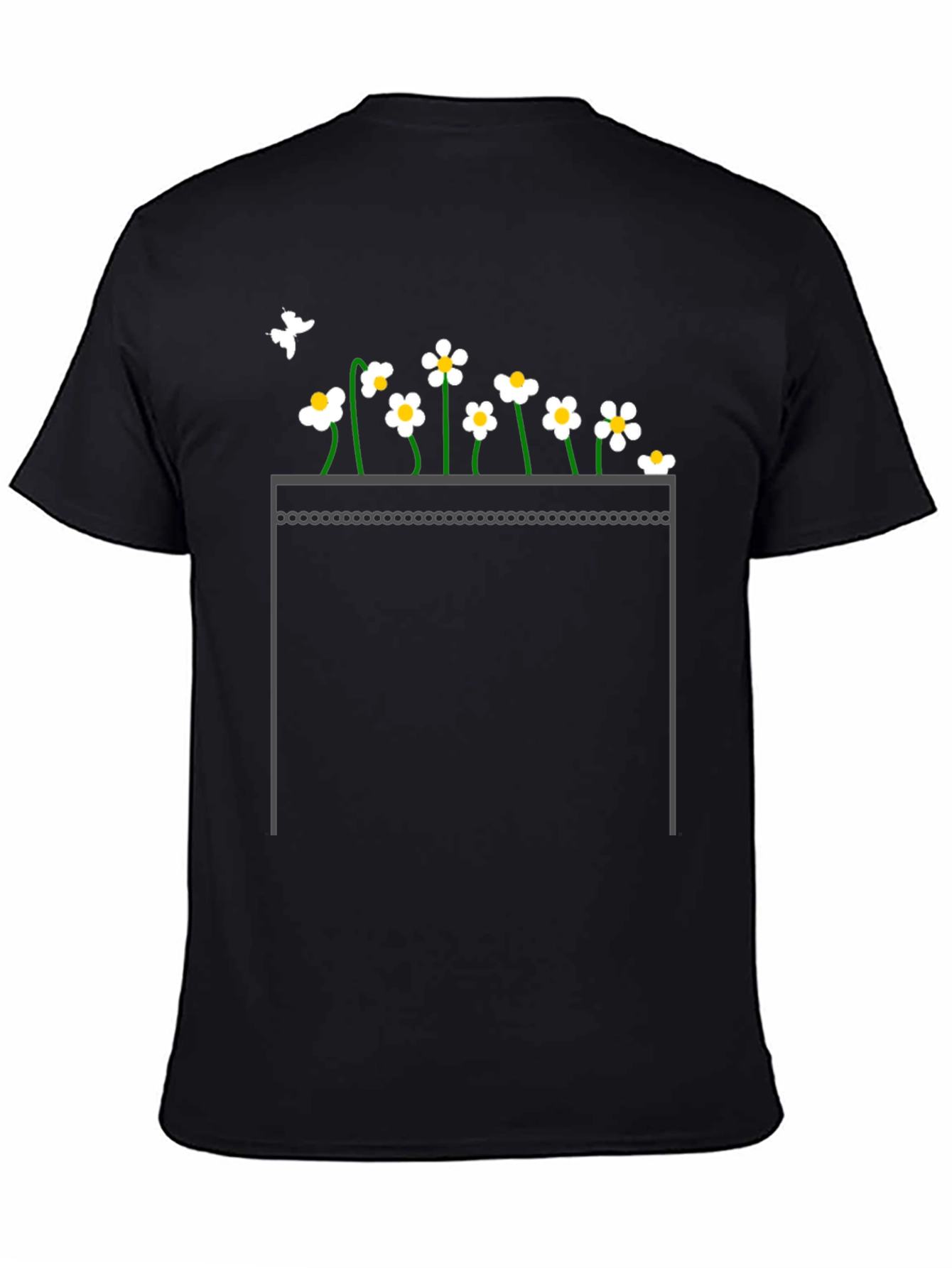 Daisy Pocket Print Black T-Shirt